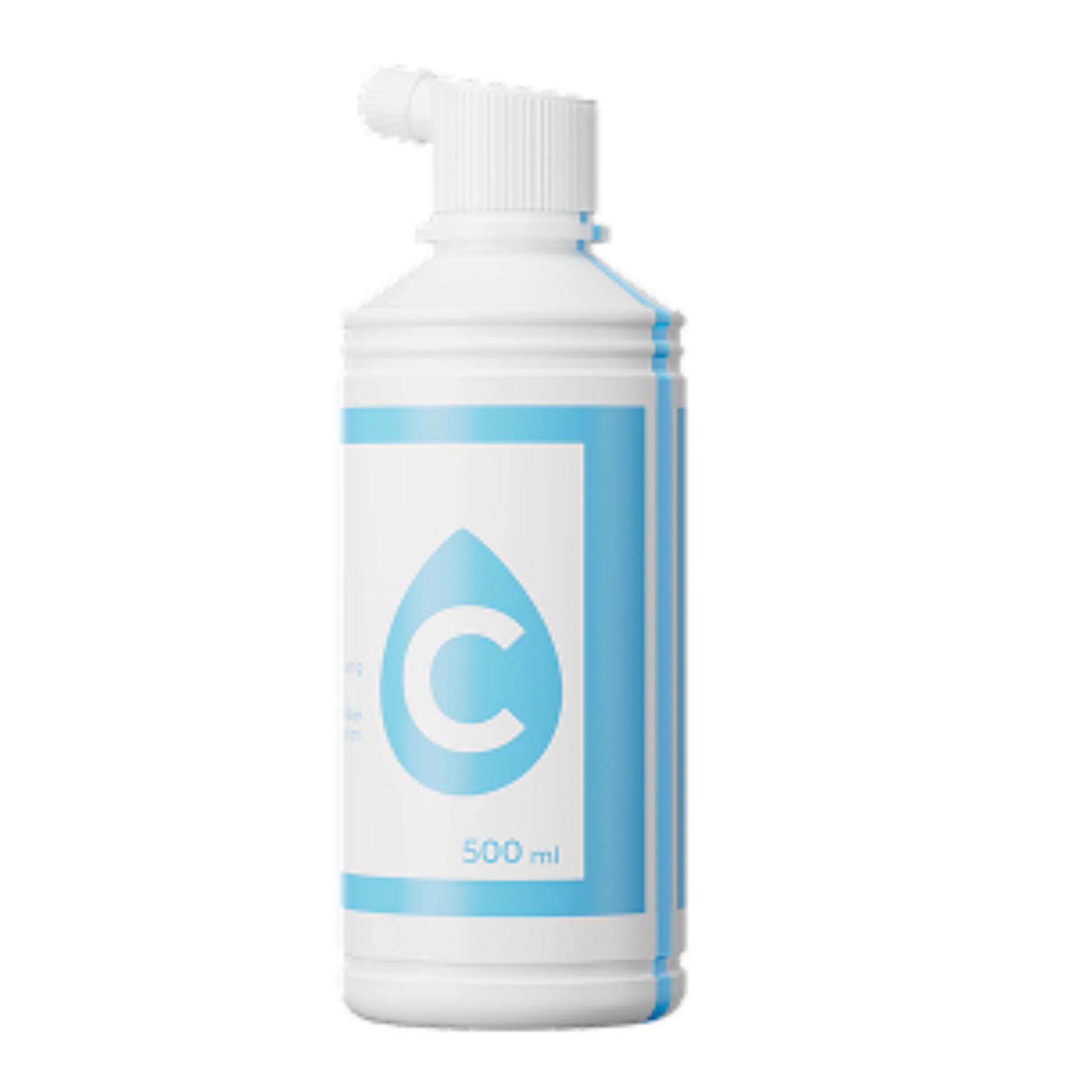 C Flasche, 500 ml, weiße Flasche, blaue Etikette, Pumpenspender