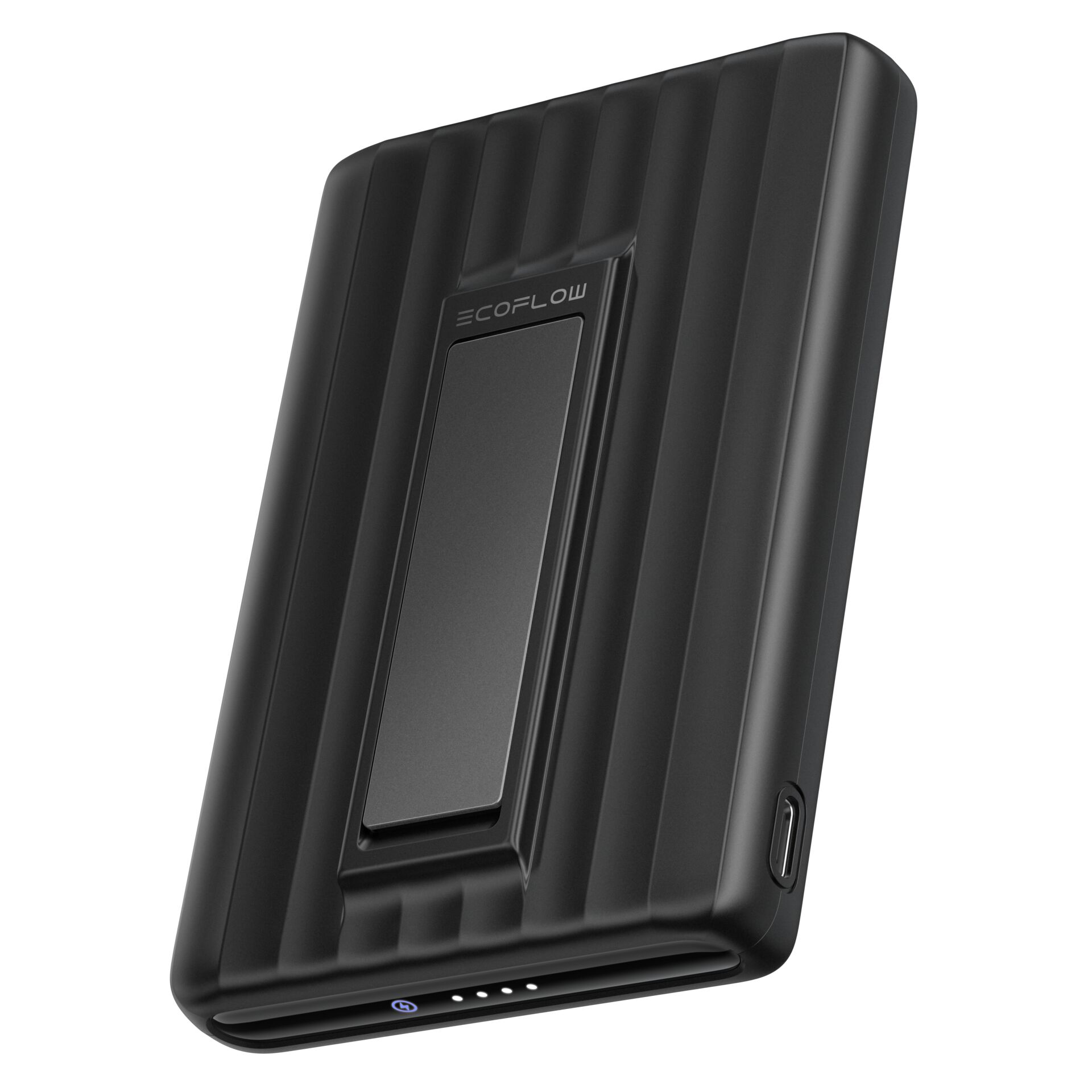 Powerbank, externer Akku, USB-C, kabelloses Laden, schwarz