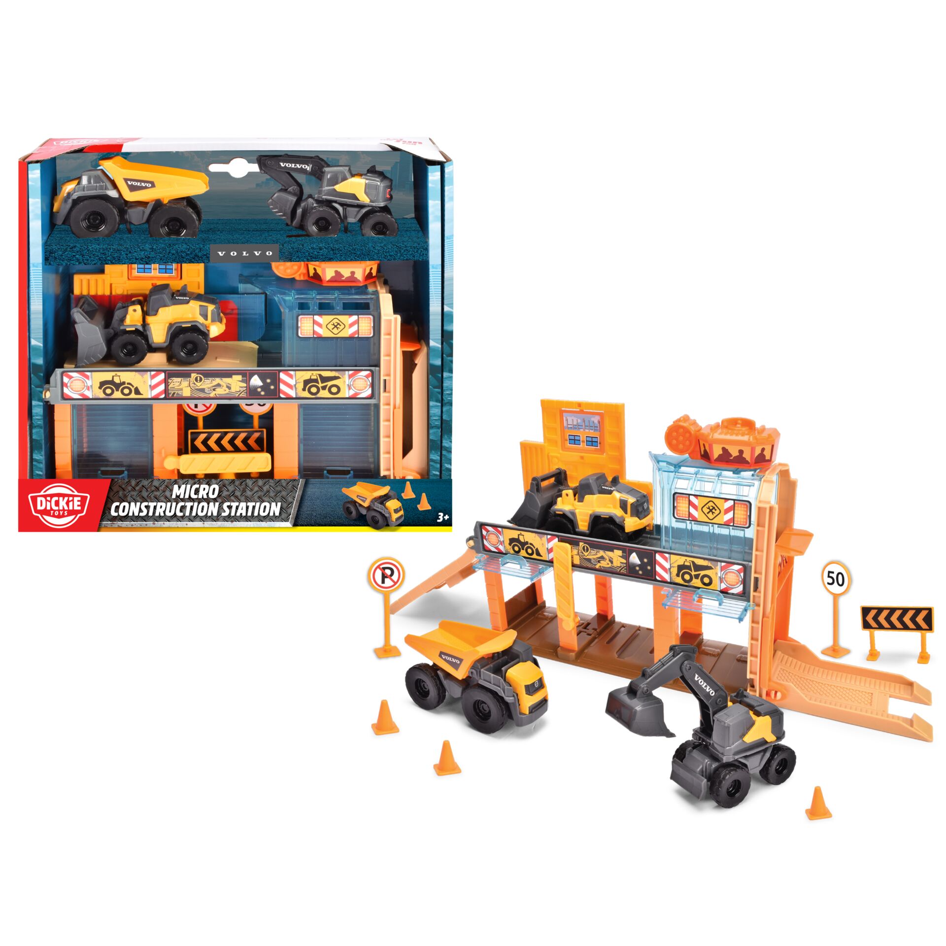 Baustellen-Spielzeug, Konstruktionsstation, Gelb, Spielzeugbaumaschine, Turbo-Verkehrsszene