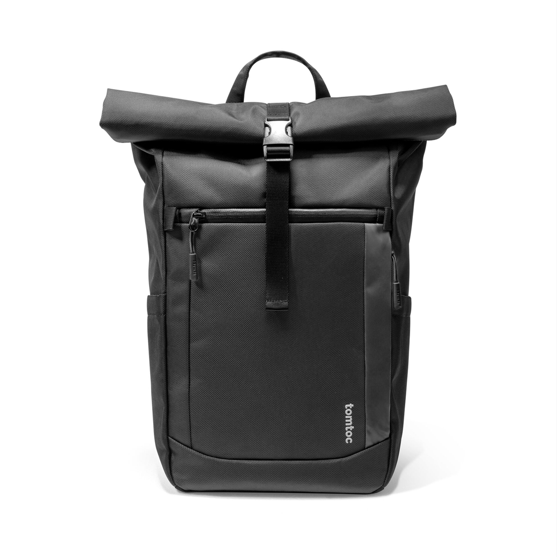 Rucksack, Rolltop, Schwarz, Cordura, Vorderer Reißverschluss