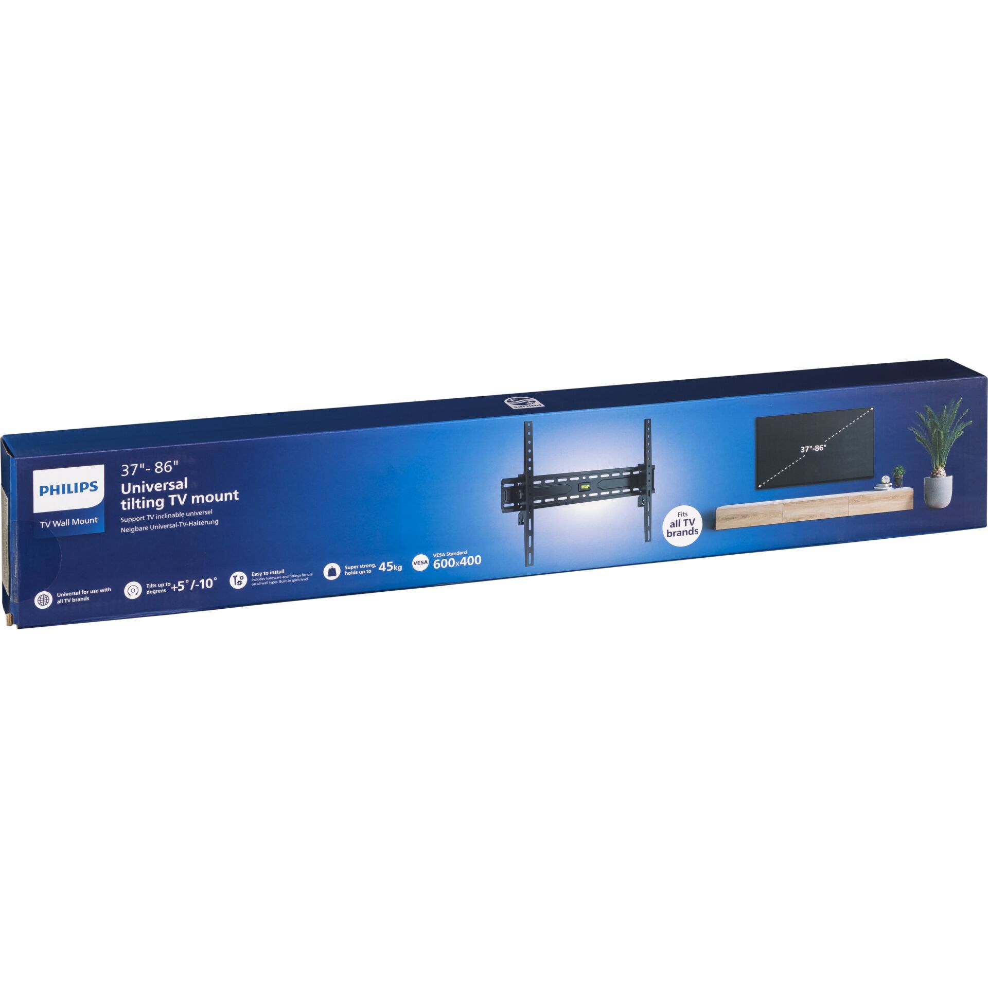 TV-Wandhalter, Schwarz, VESA 600x400, Neigbar, Universal