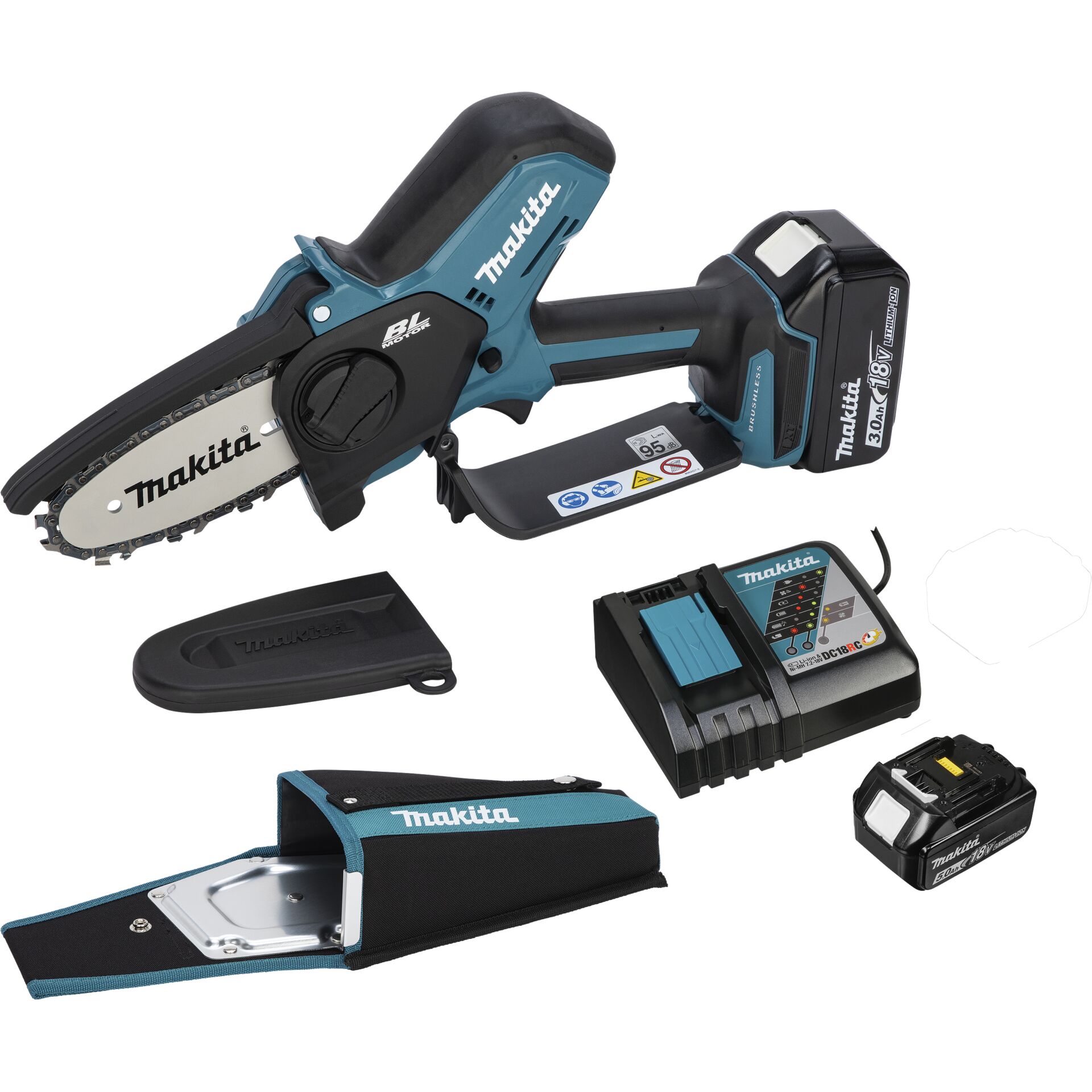 Kreissäge, Akku-Kettensäge, Makita, Kettenschutz, Lithiumbatterie 18V