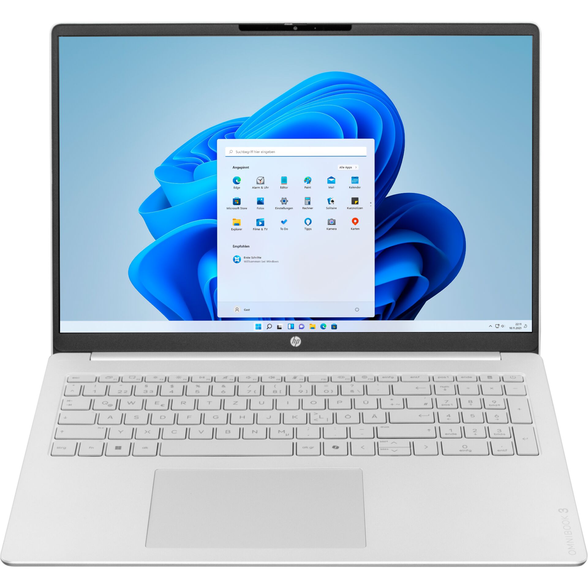 laptop, weiß, silber, windows 11, hp
