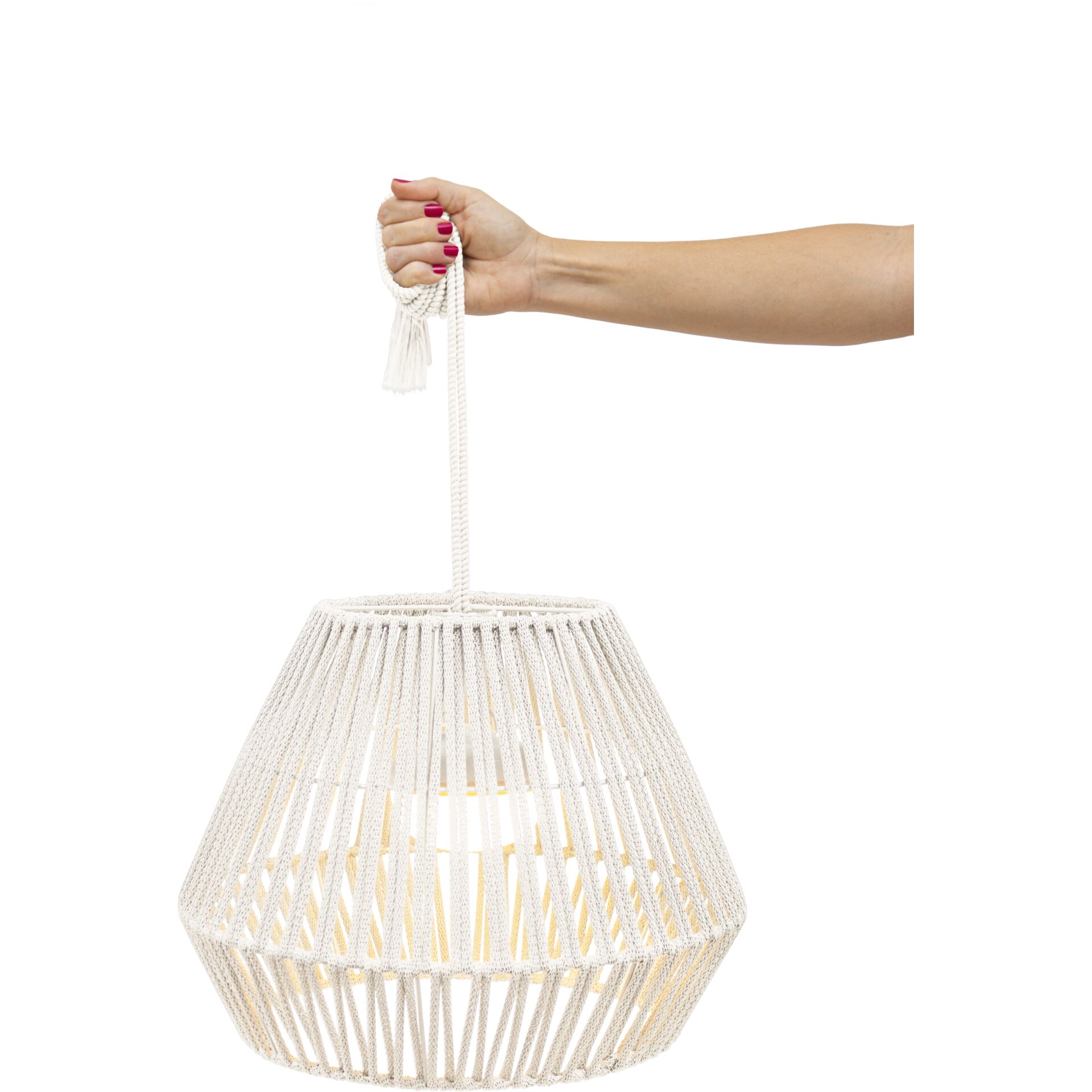 hängende Lampe, Makramee Lampenschirm, Seillampe, Pendelleuchte, gewebte Lampe