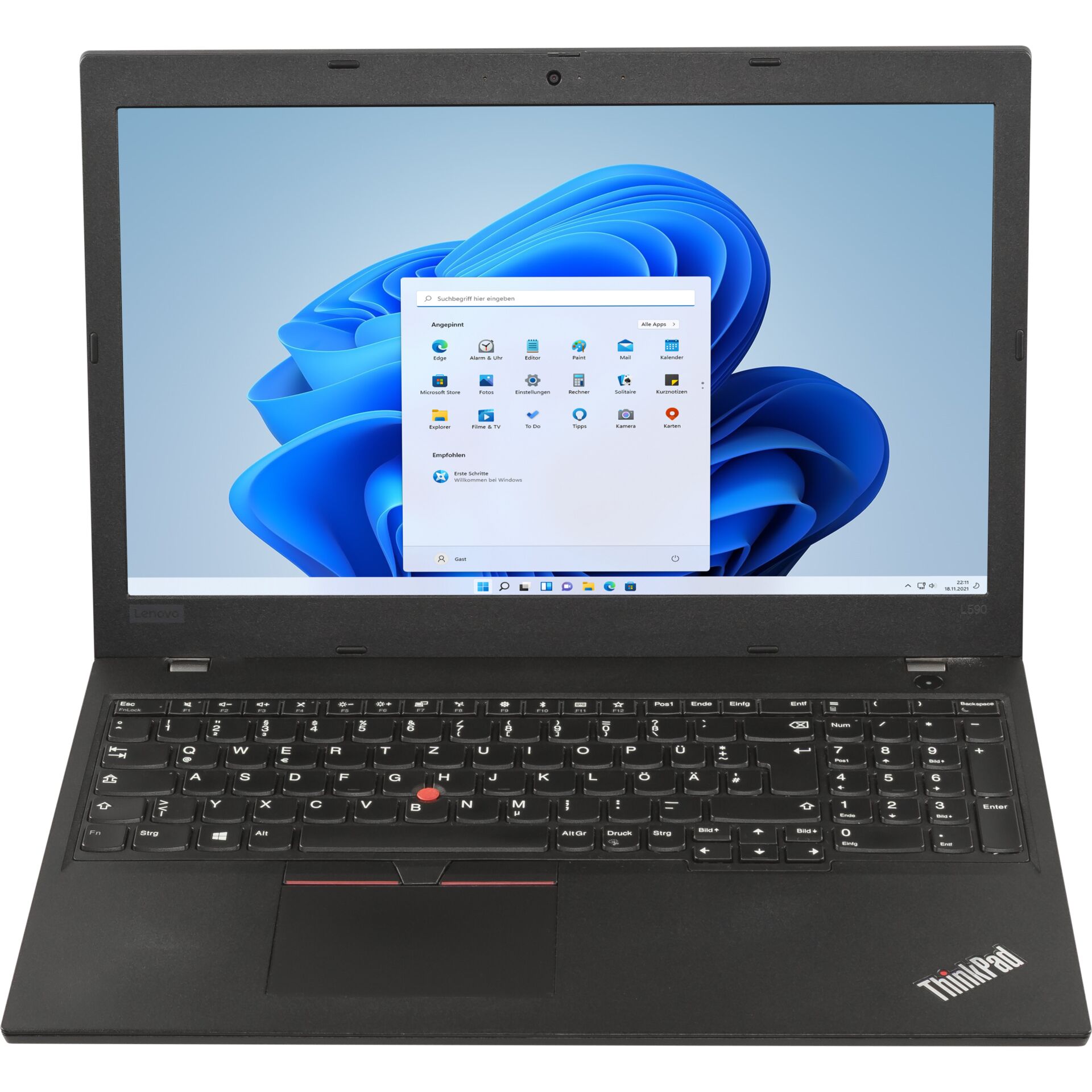 Laptop, Lenovo ThinkPad, Windows Laptop, schwarz, Clamshell-Design