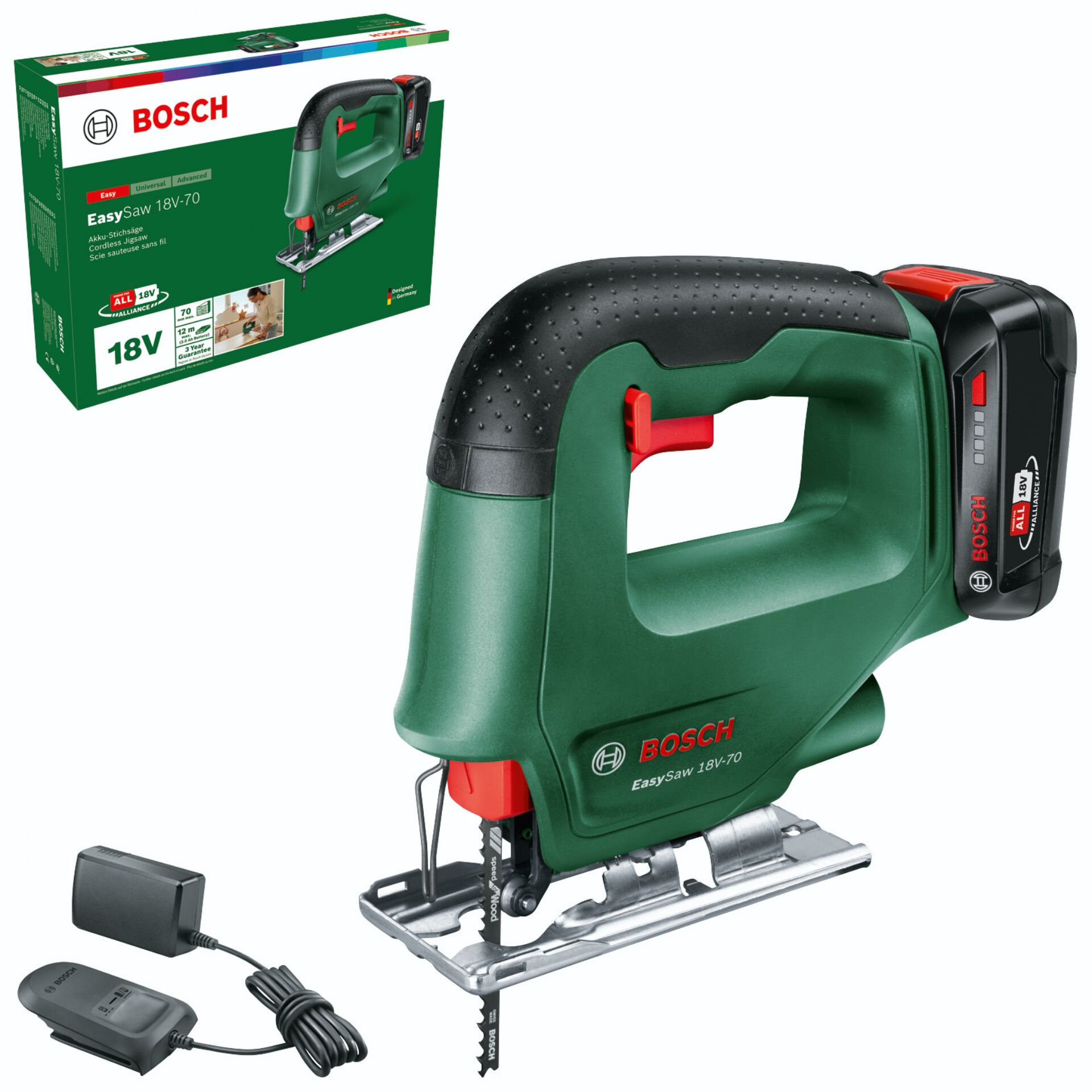 Stichsäge, Tragbare Säge, 18V, Batteriebetrieben, Bosch