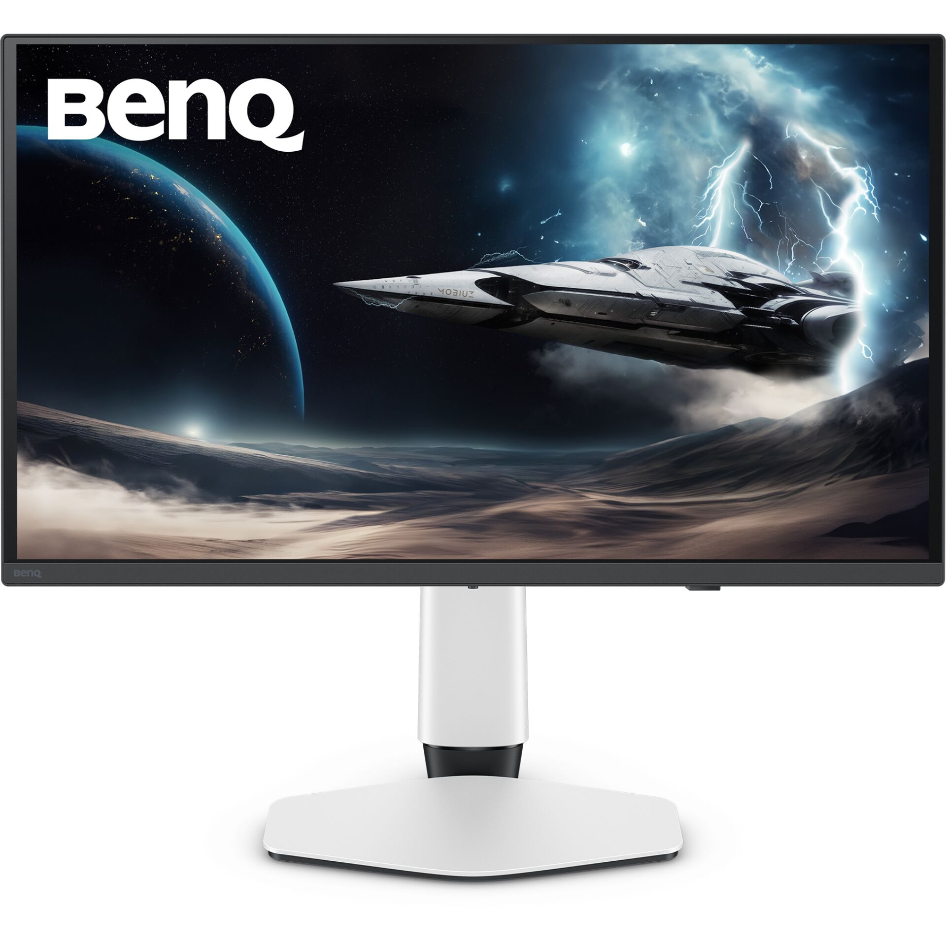 Monitore, LED, UltraWeit?, Kein: Das Bild zeigt einen BenQ Monitor mit Raumschiffkunst, Ständer