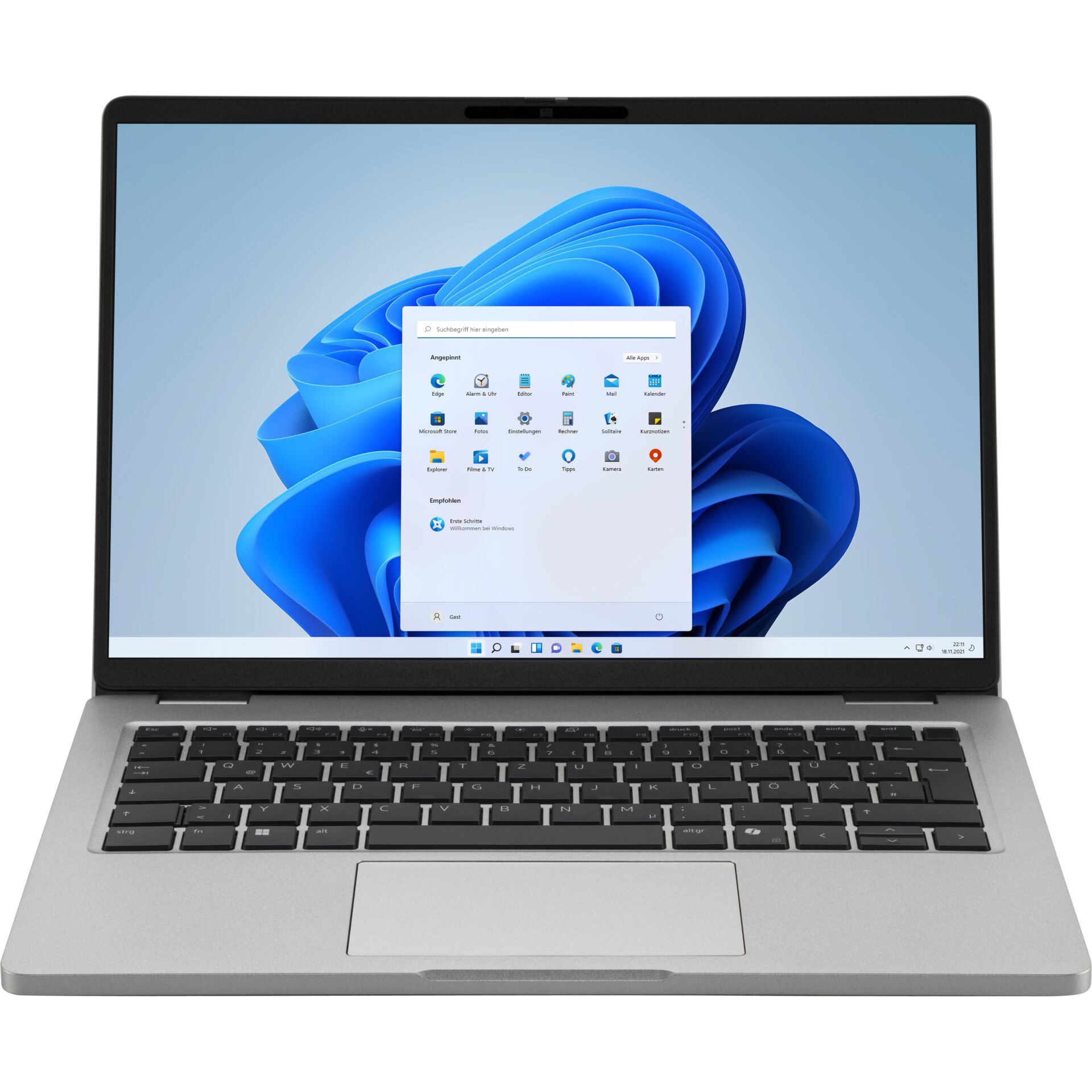 laptop, windows, usb-c, grau, tastatur