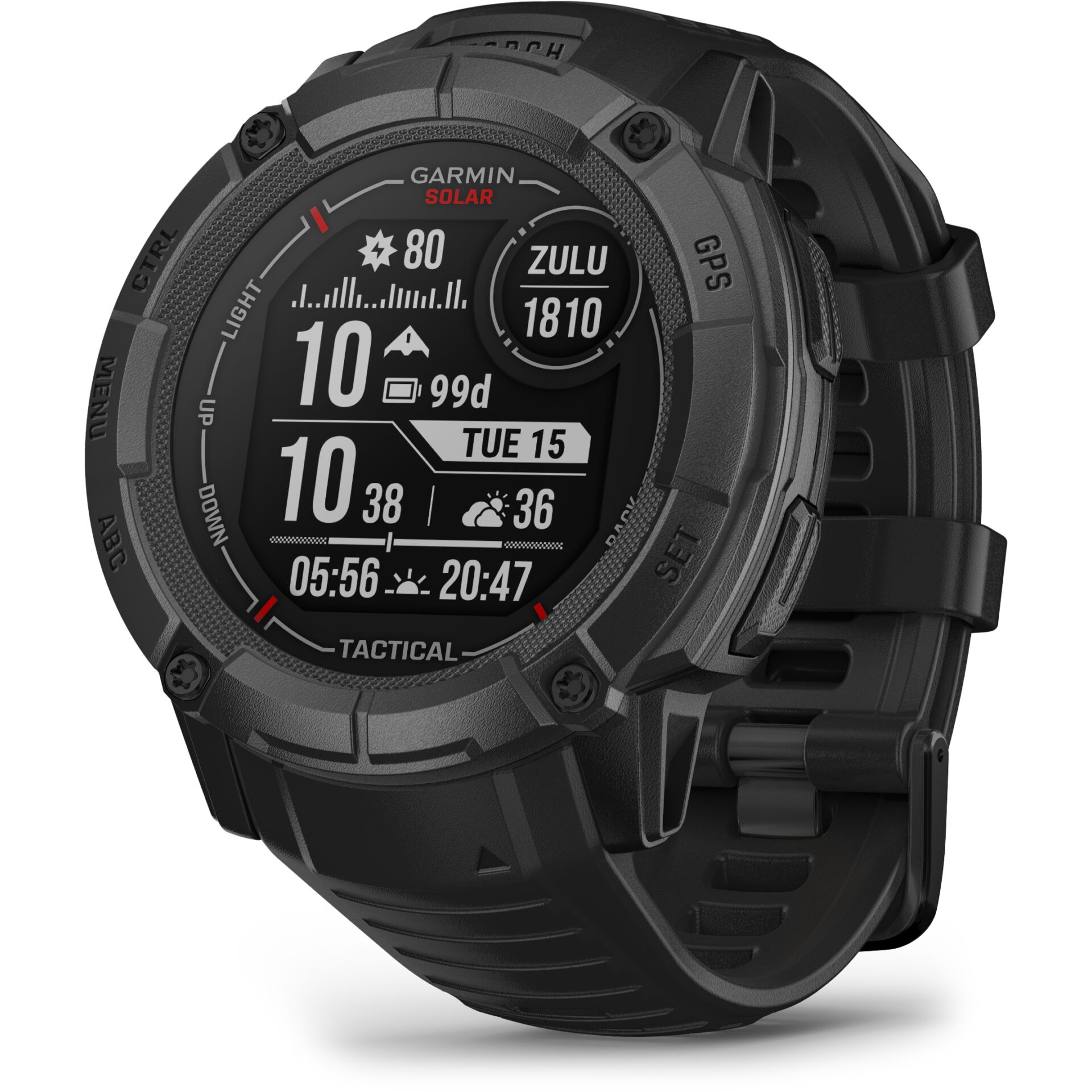 uhr, gps, digital, taktisch, schwarz