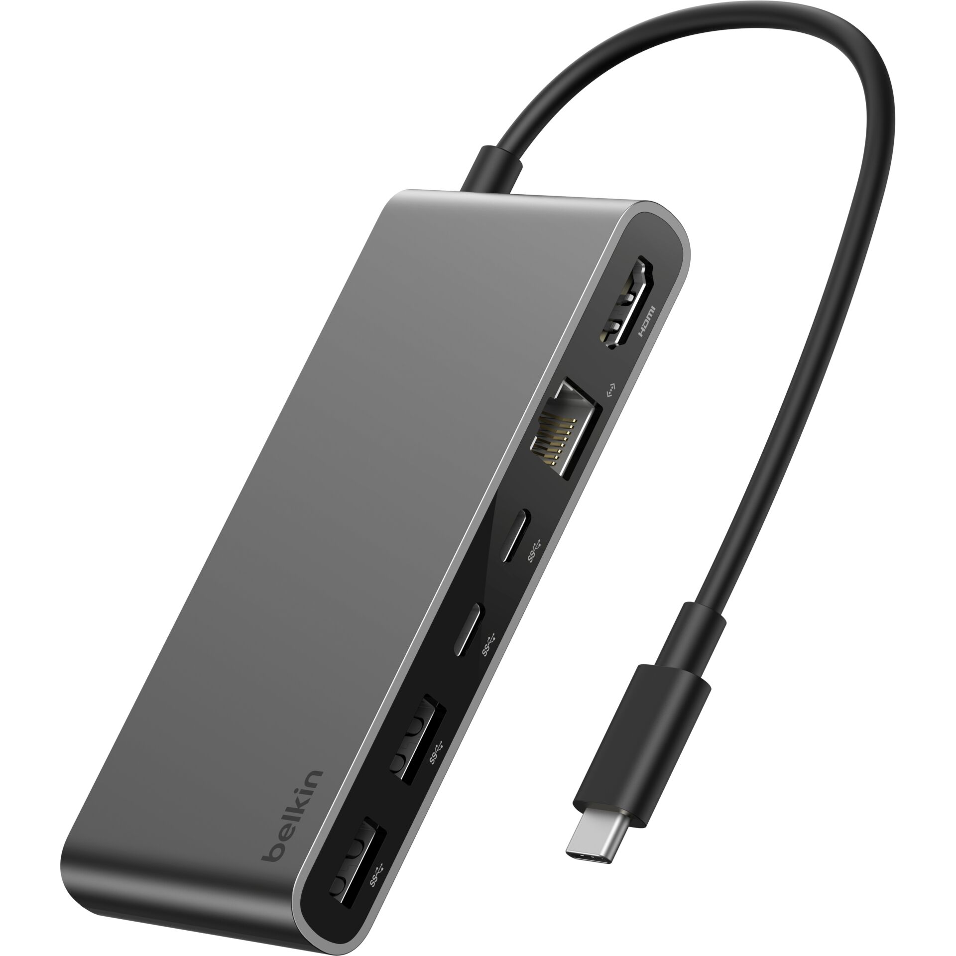USB-C-Hub, HDMI-Port, Ethernet-Port, USB-A-Anschlüsse, Schlankes-Aluminium