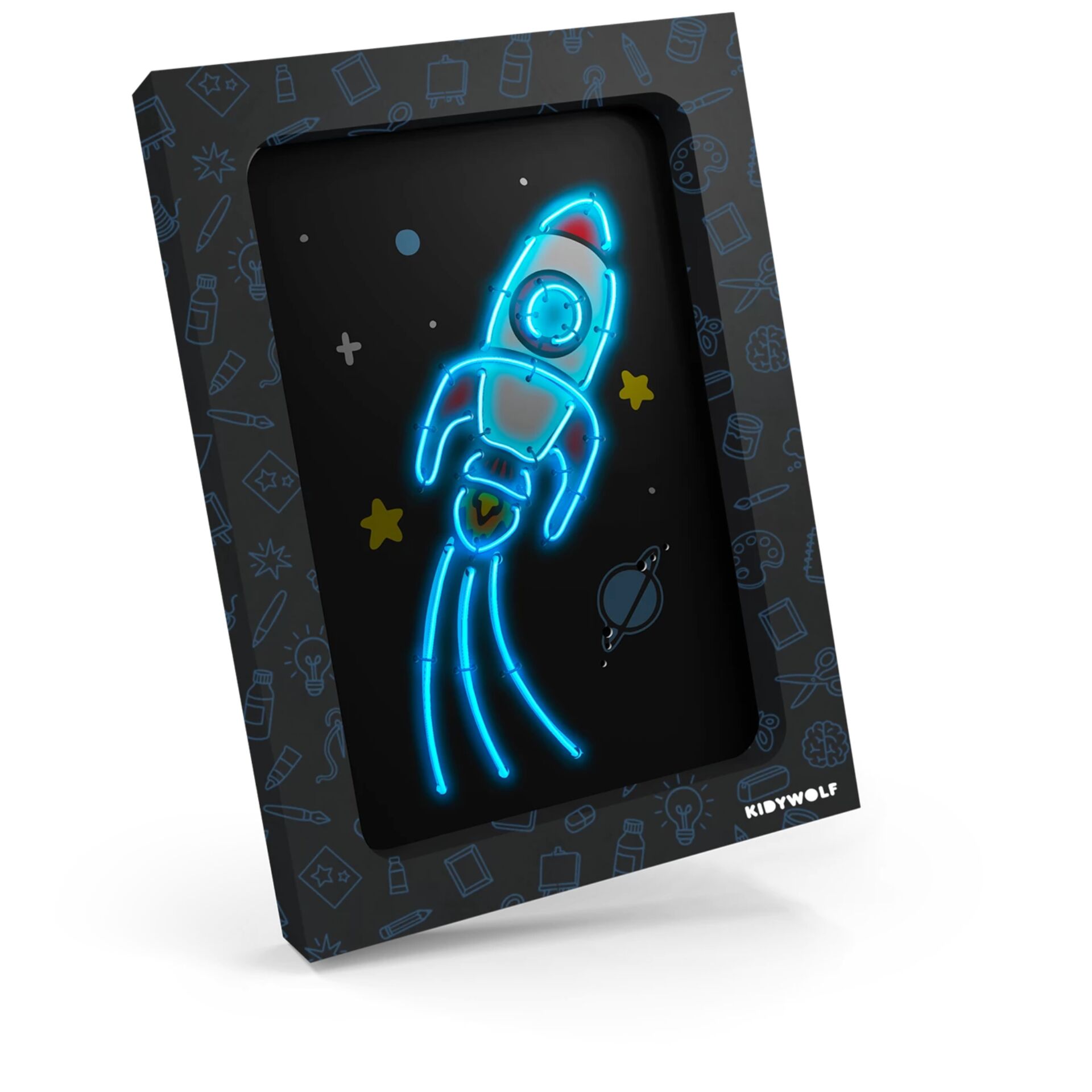 Neon-Lithienschild, Raketenfigur, Astro-Motiv, Nachtlicht, Spielzeugkunst