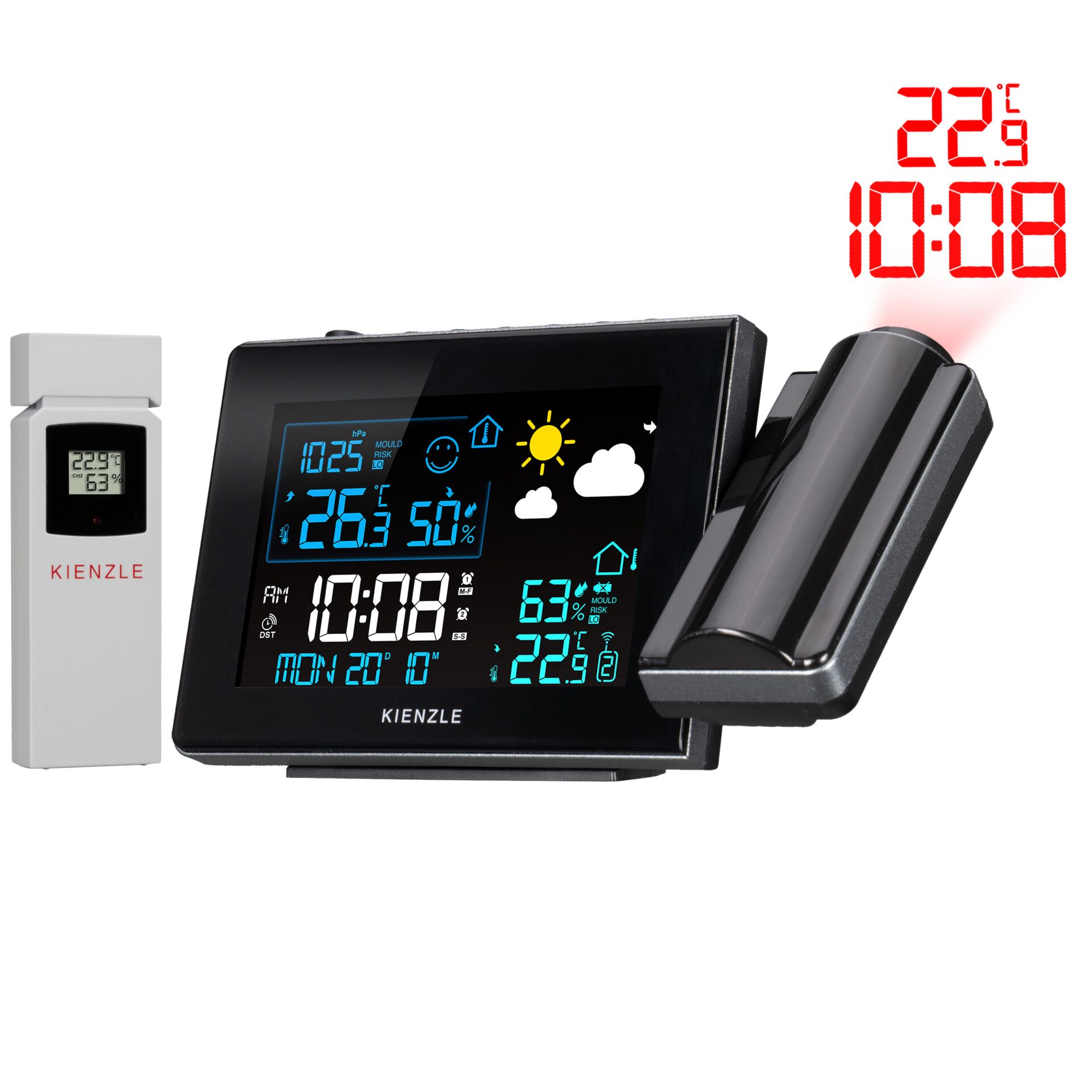 Wetterstation, Wetterstation Uhr, Digitalanzeige, Temperaturanzeige, Kienzle