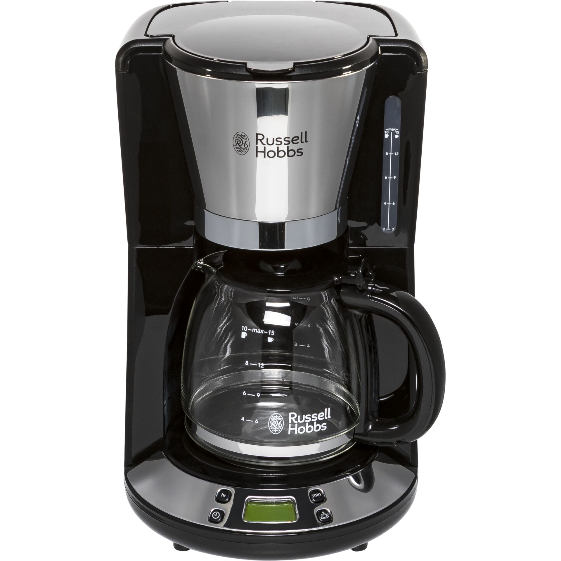 Kaffeemaschine, Filterkaffeemaschine, Glas-Kaffeekanne, Edelstahl, Digitalanzeige