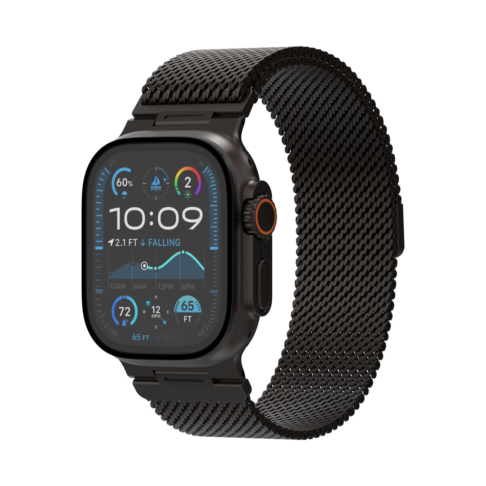 Smartwatch, Apple Watch, Mesh band, Schwarz, Digitalanzeige