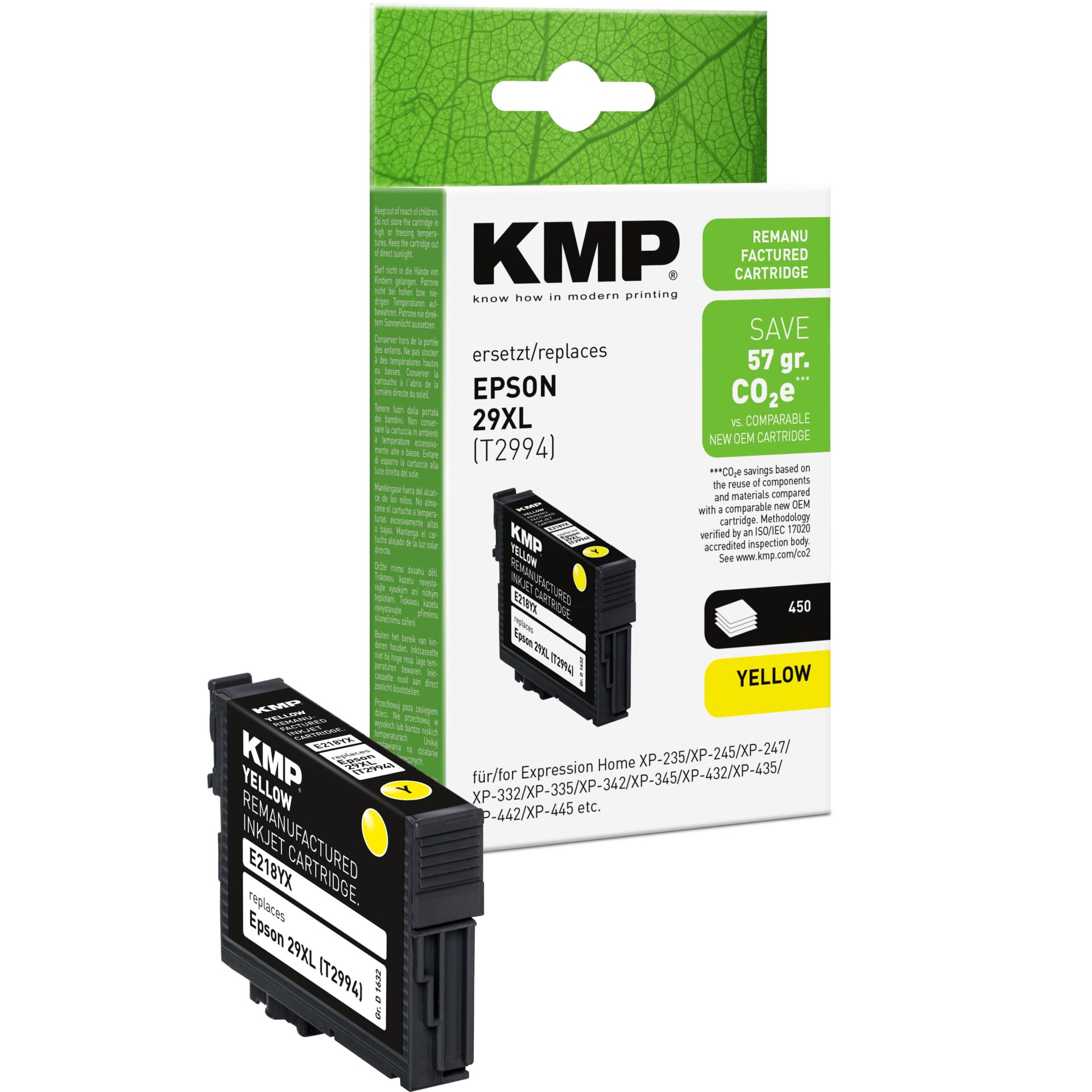 Adapter, Elektronik, Computer-Ausrüstung, Computerausrüstung, QR-Code, Tintenpatrone, 28XL, Epson-kompatibel, Gelb, KMP wiederaufbereitete Patrone