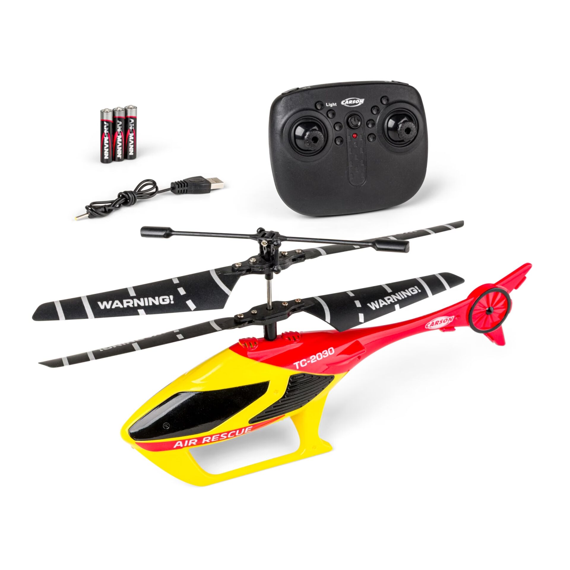 RC-Hubschrauber, Fernsteuerung, gelb rot, Quad-rotor-Stil, Batterien enthalten