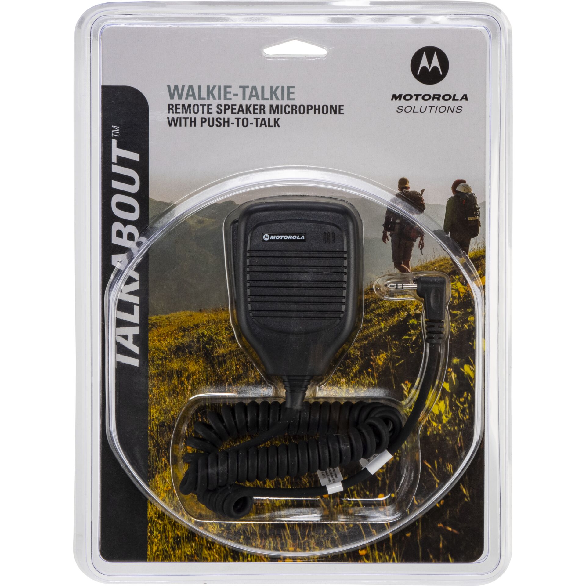 Walkie-Talkie, Remote Speaker Microphone, Push-to-Talk, Coiled Cable, Schwarz