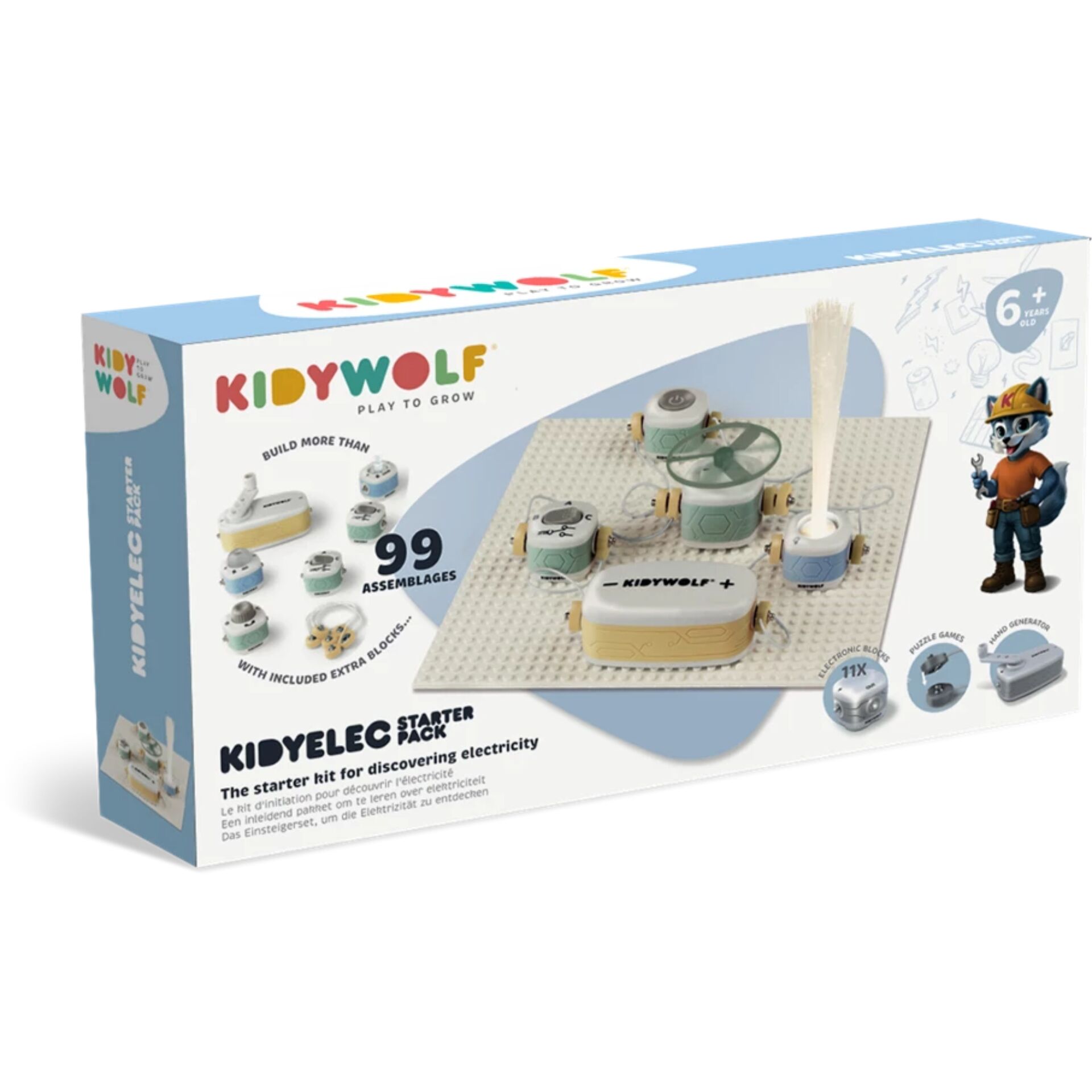 Kidywolf Starterset, Elektrizitätslernen, Kunststoff Basissatz, Miniaturmaschinen, Baukasten
