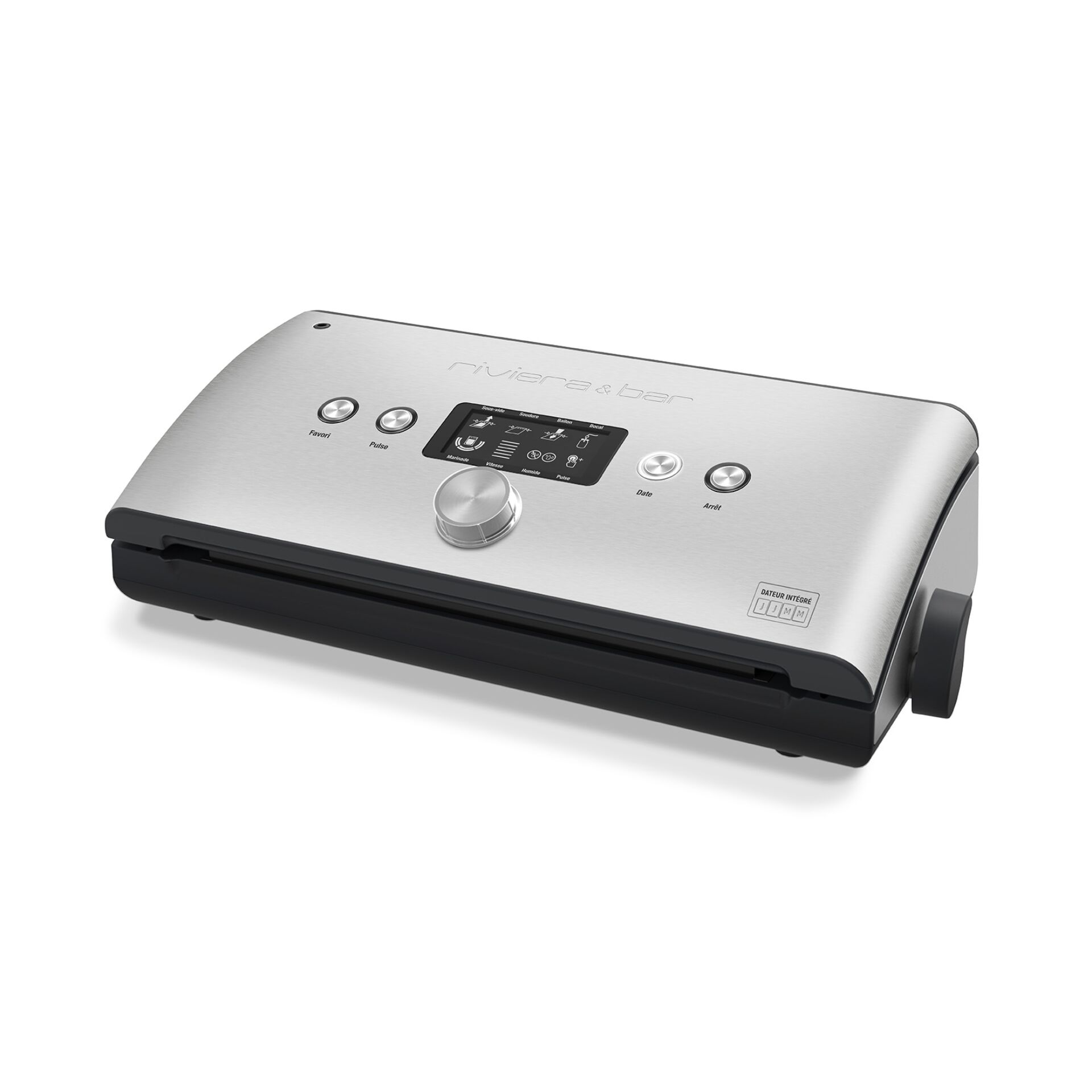 Vakuumierer, Edelstahl, schwarz-silber, Digitaldisplay, Drehregler