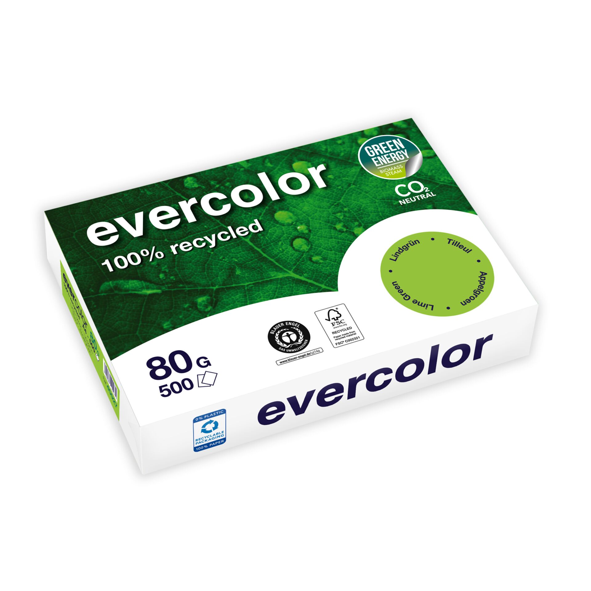 Clairefontaine EverColor grün  Recyclingpapier A 4 80 g 500 Bl.