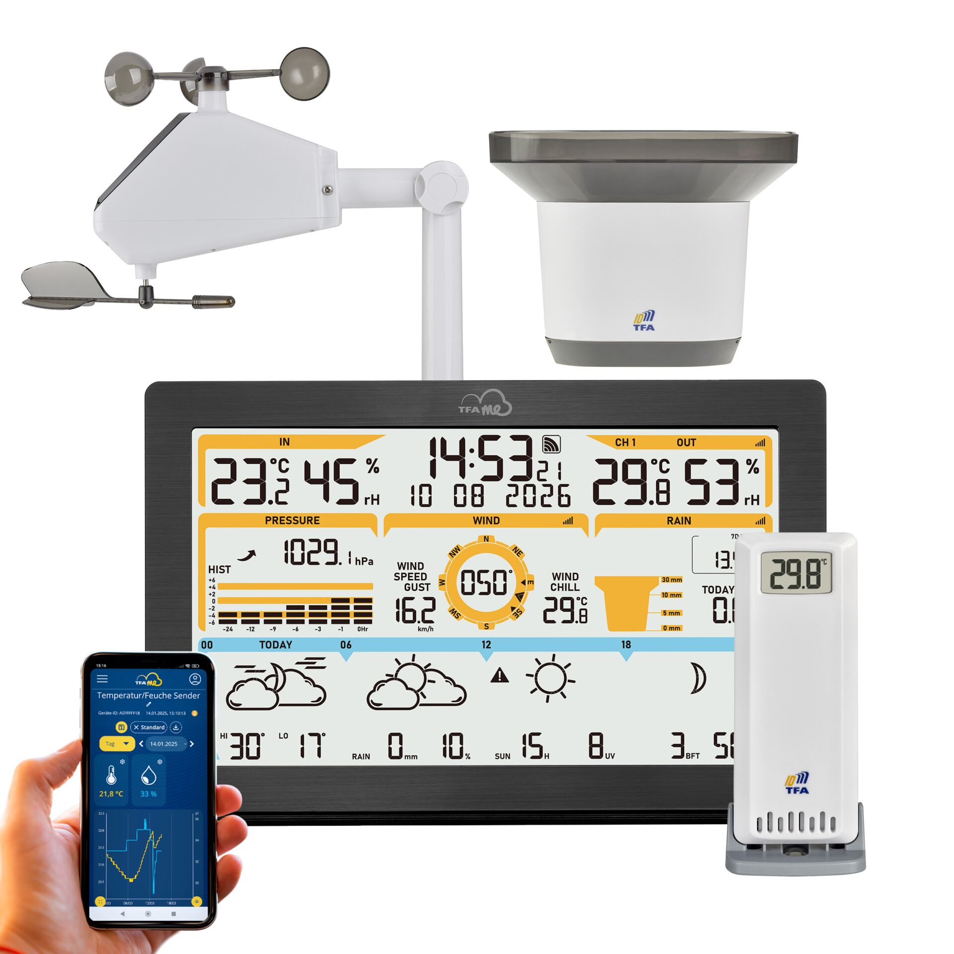 Wetterstation, Wetterstation-Set, digitale Anzeige, Sensoren, meteorologisches Gerät