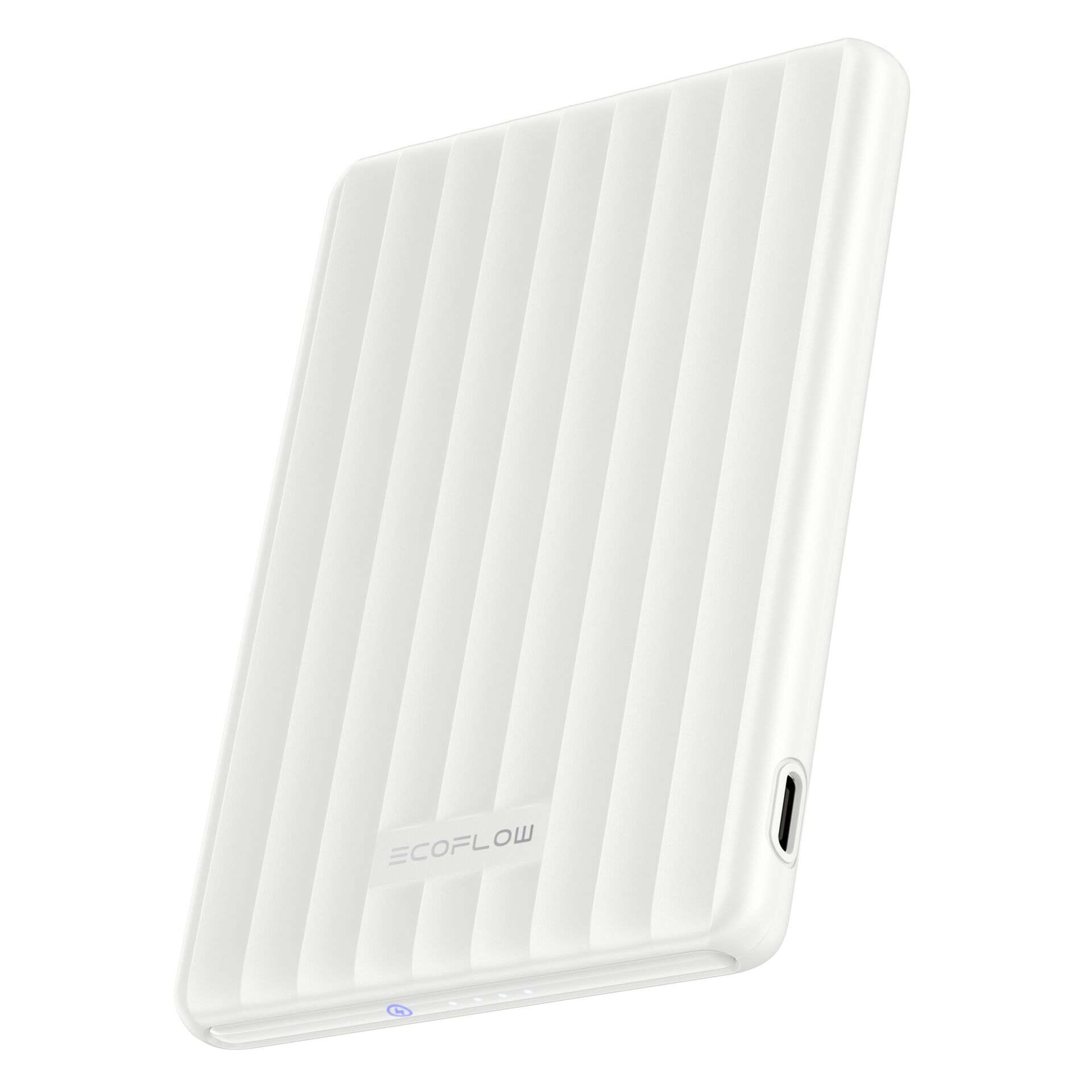tragbare Powerbank, Ladegerät, Weiß, Rillenoberfläche, USB-C