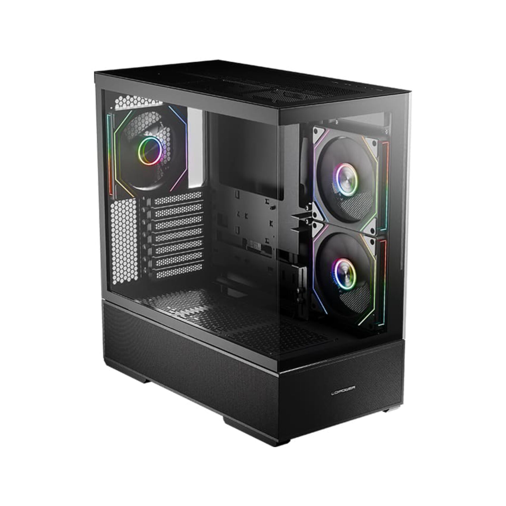 PC-Gehäuse, Mid-Tower, RGB-Lüfter, Gehäuse aus Glas, Mesh-Front