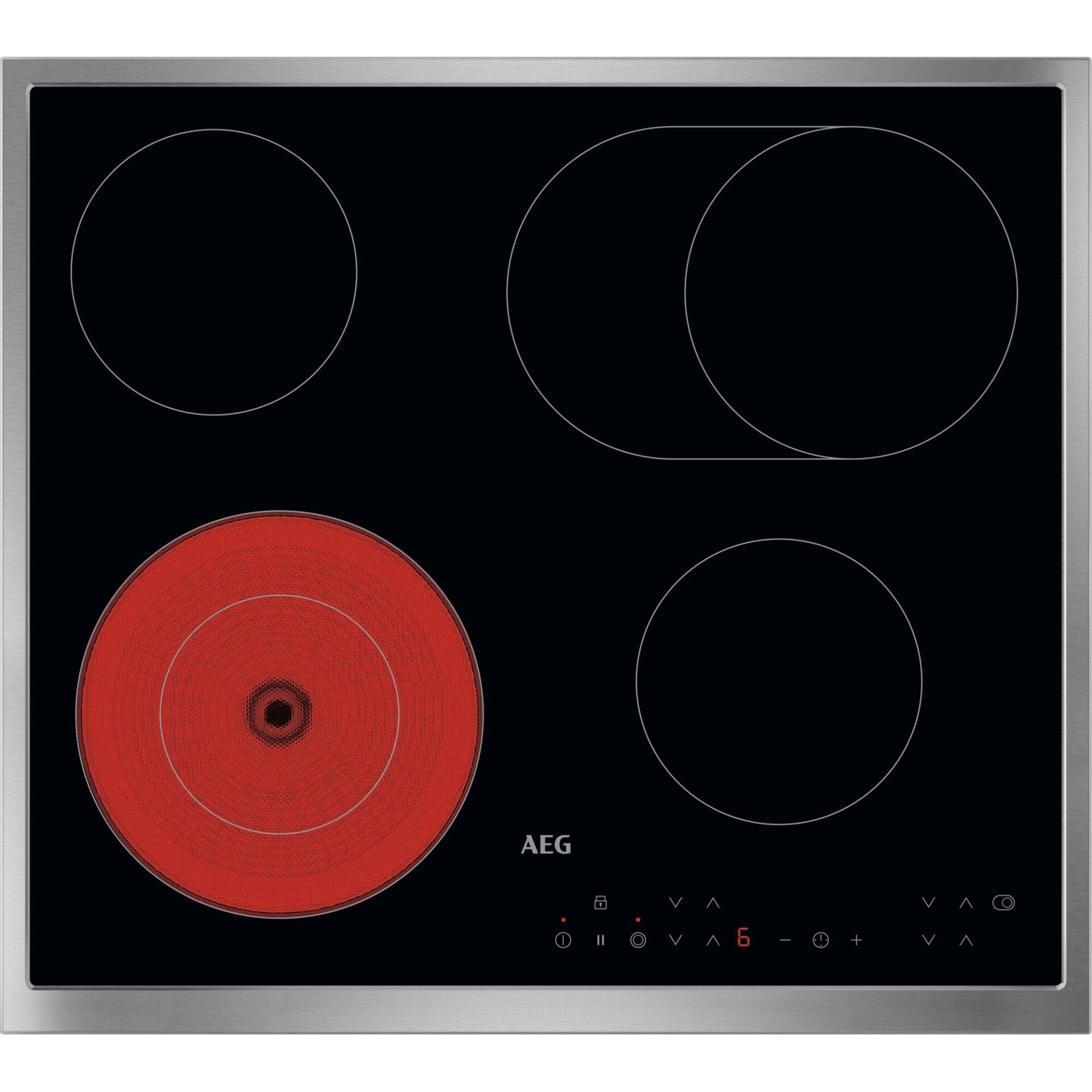 induction cooktop, glas-keramik, roter Brenner, 4-Zonen, AEG