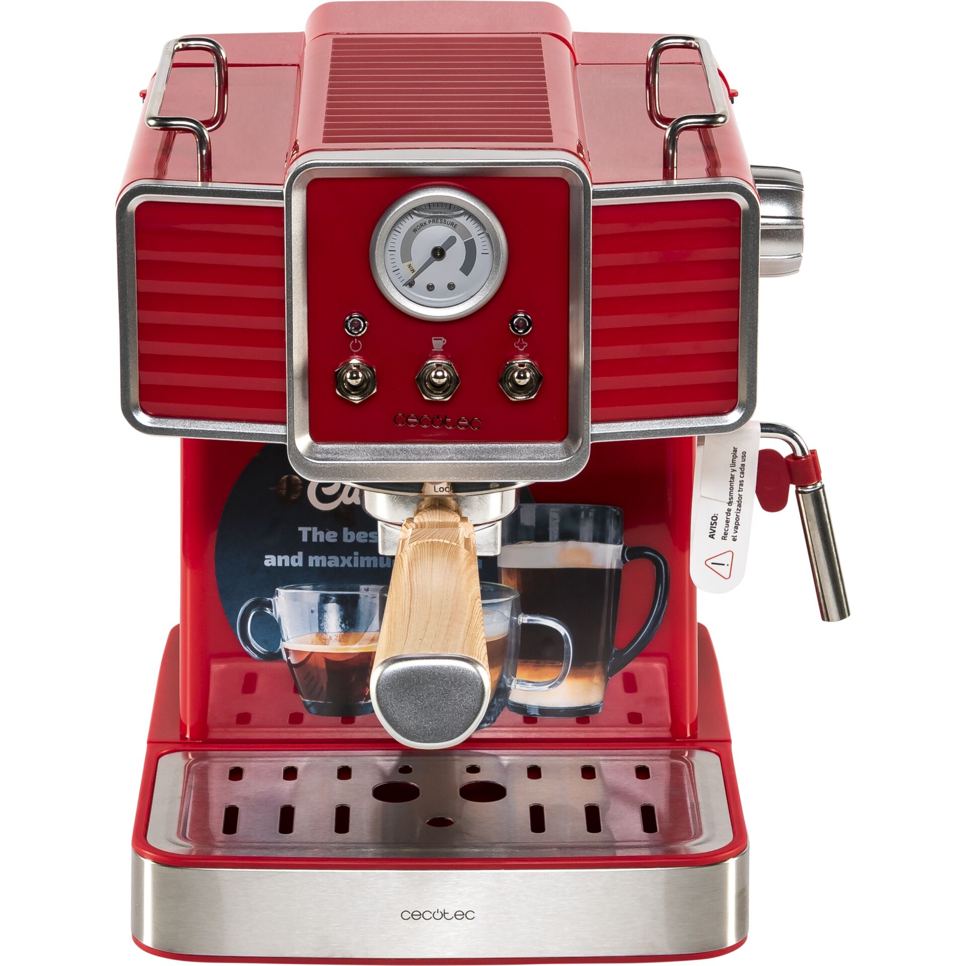 Espressomaschine, Kaffeemaschine, Rot, Metall, Wassertank