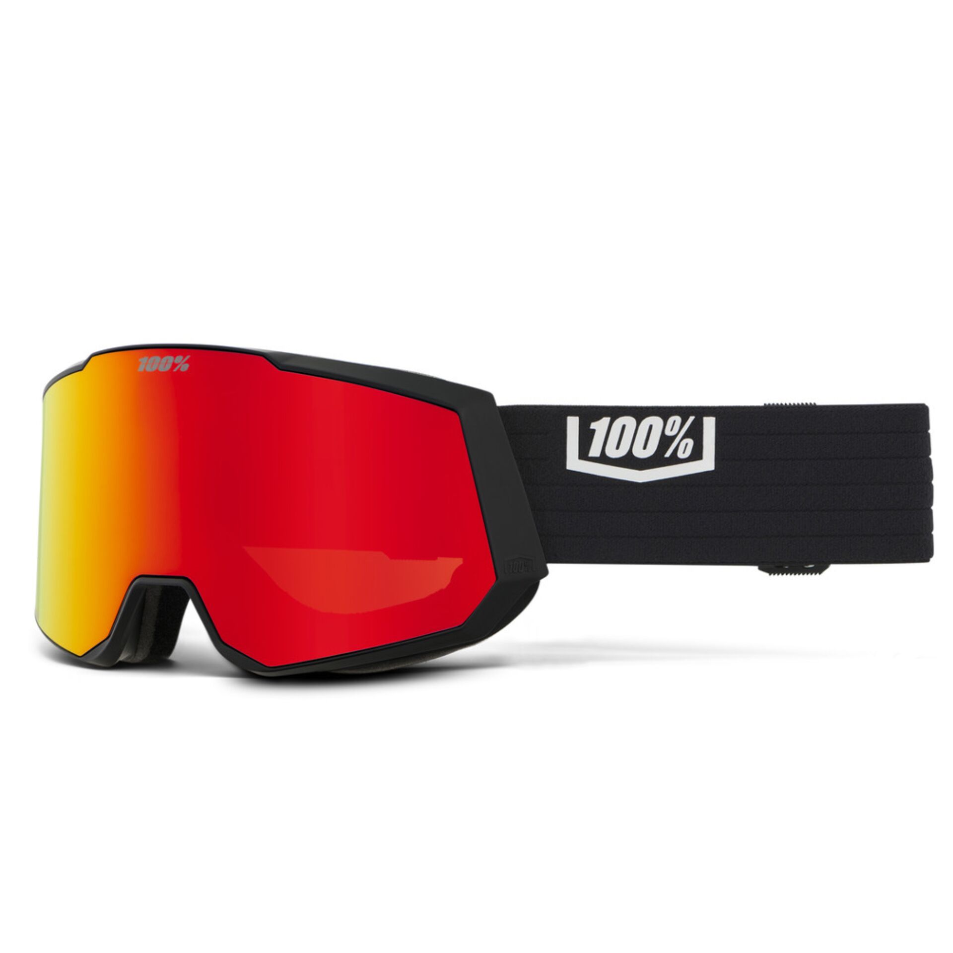Skibrille, Goggles, Lens, Rot, Schwarz, Gummiband, 100%