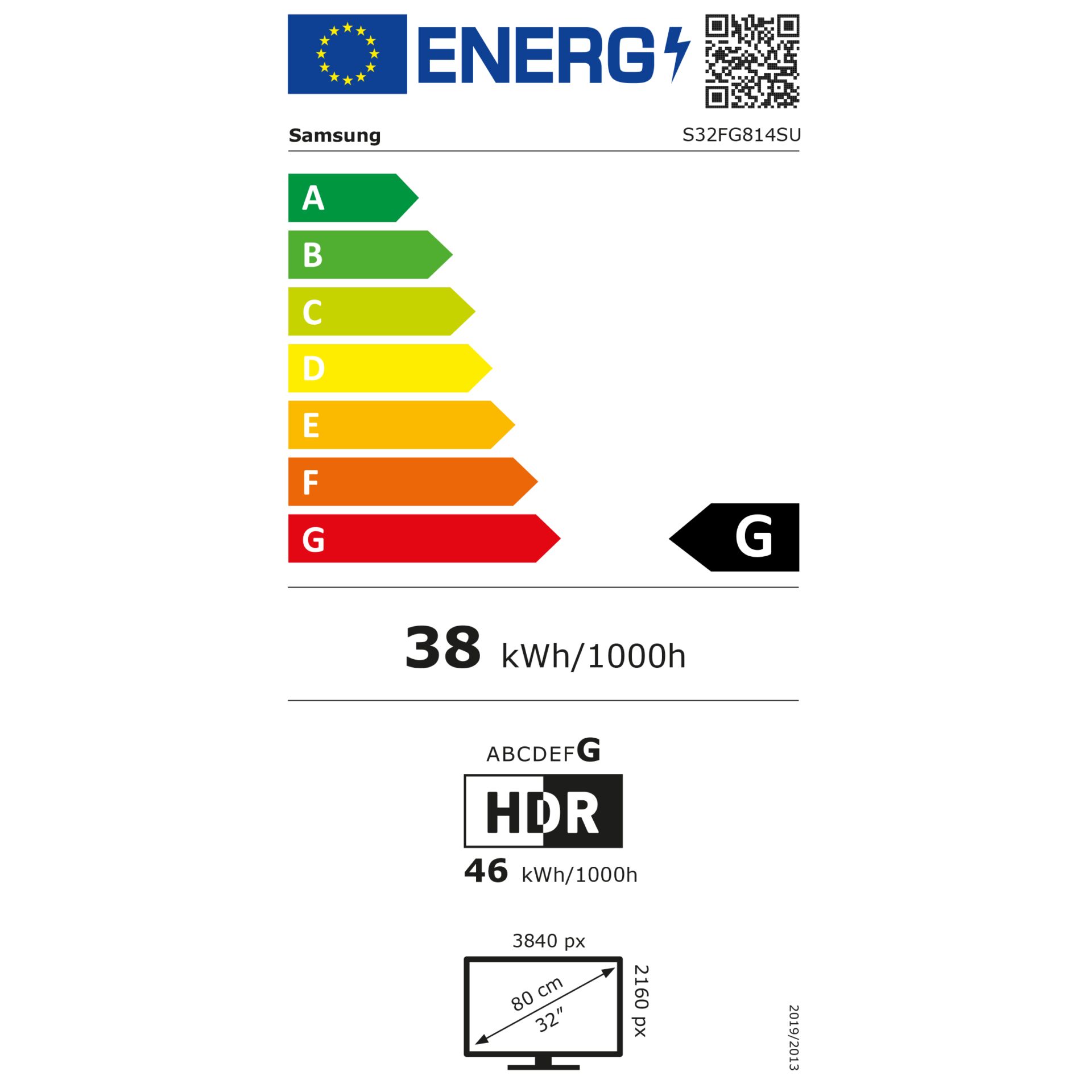 Energieskennzeichnung, Bildschirm (Monitor), HDR, 3840 px, 80 cm Bildschirmdiagonale