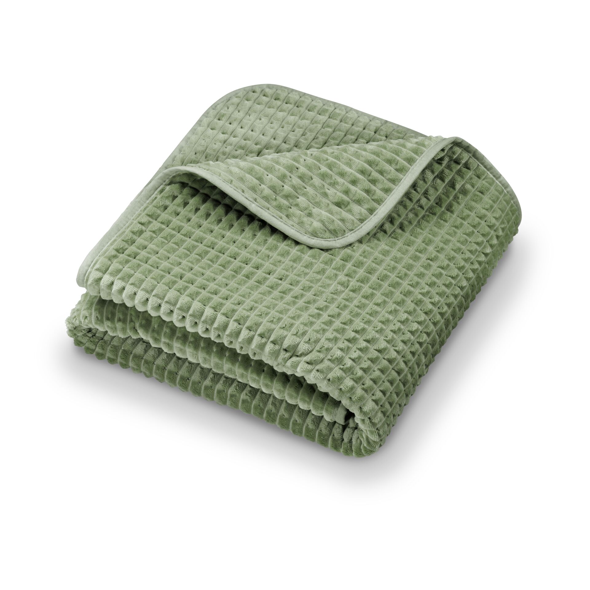 Decke, Kuscheldecke, Waffelmuster, Grün, Fleece