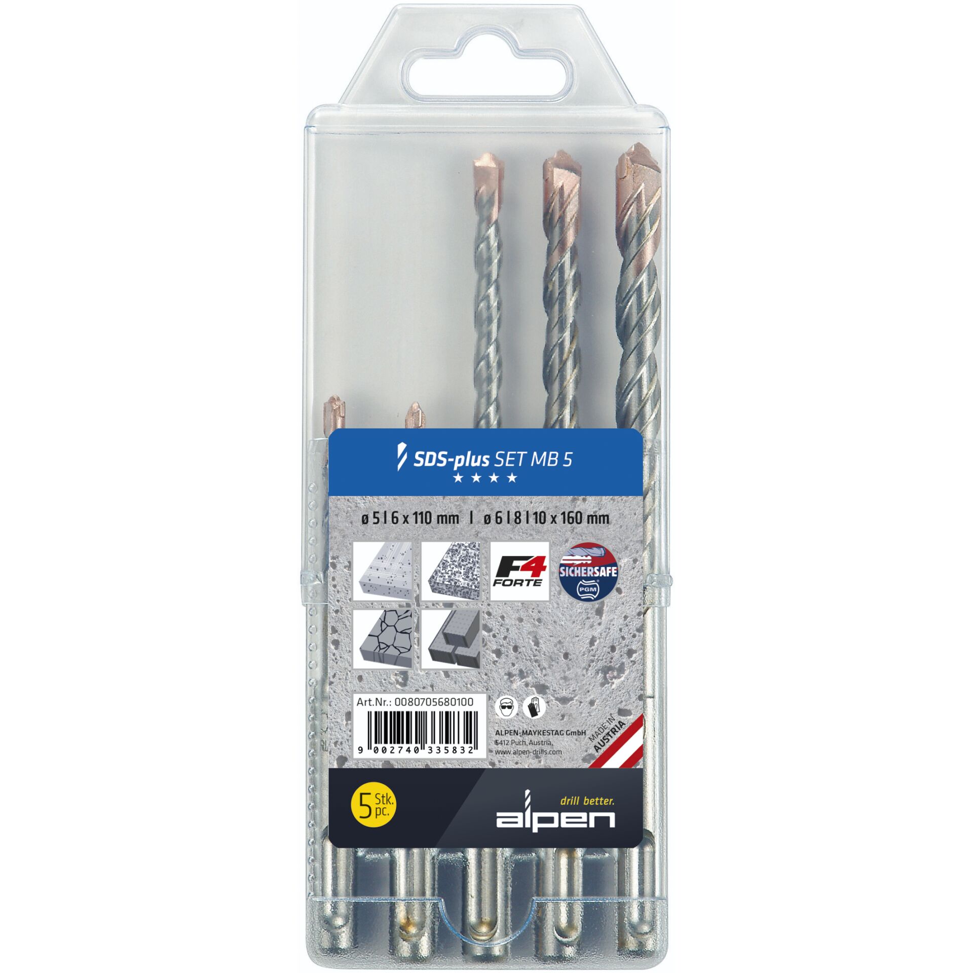 Alpen SDS+ F4 MB5 5-6x110/6-8-10  x160