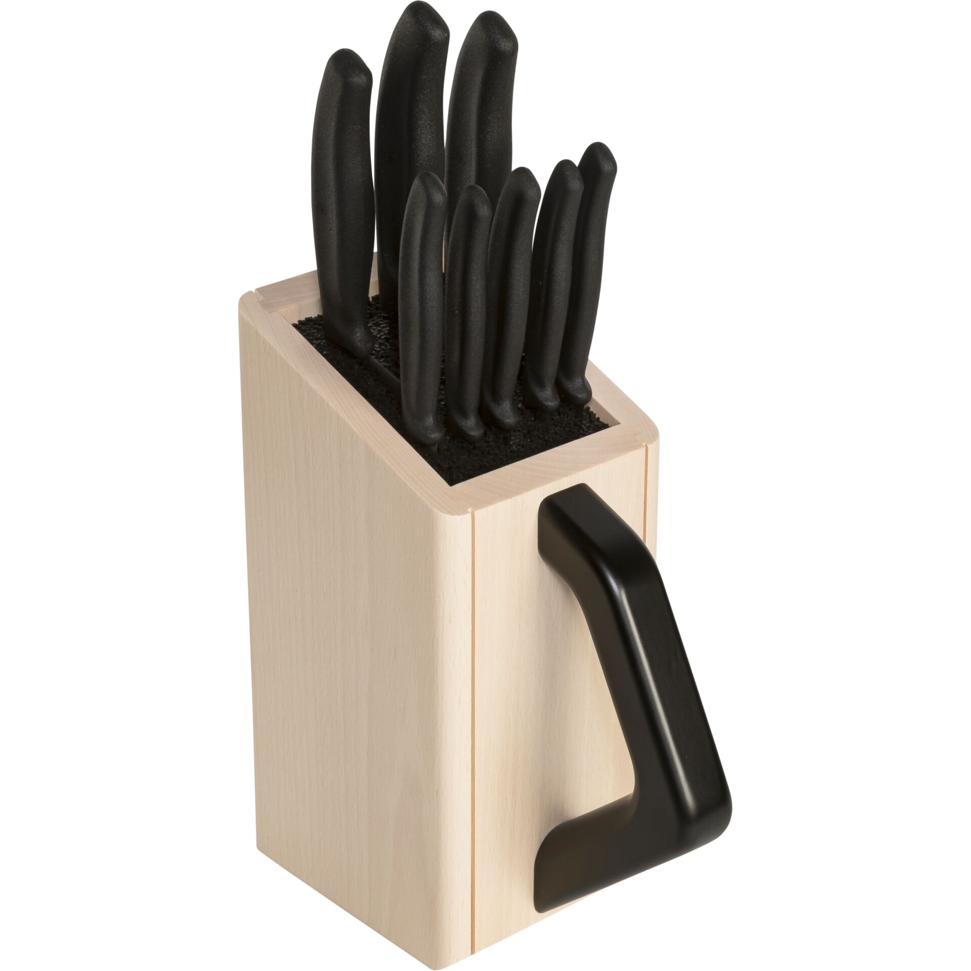 messerblock, messerset, holzblock, messergriff, schwarz