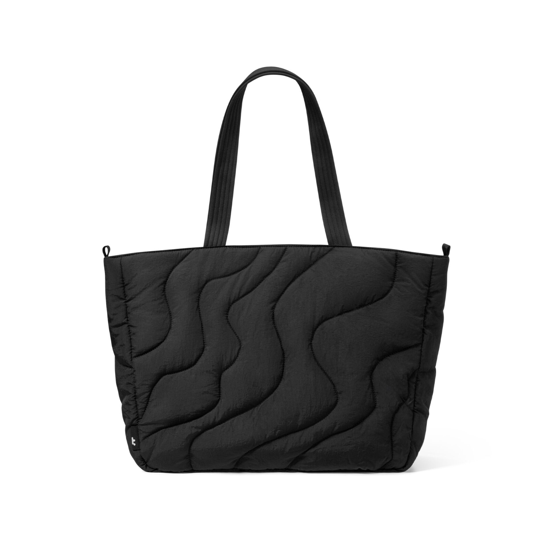 tote, Tasche, gesteppt, schwarz, doppelt genäht