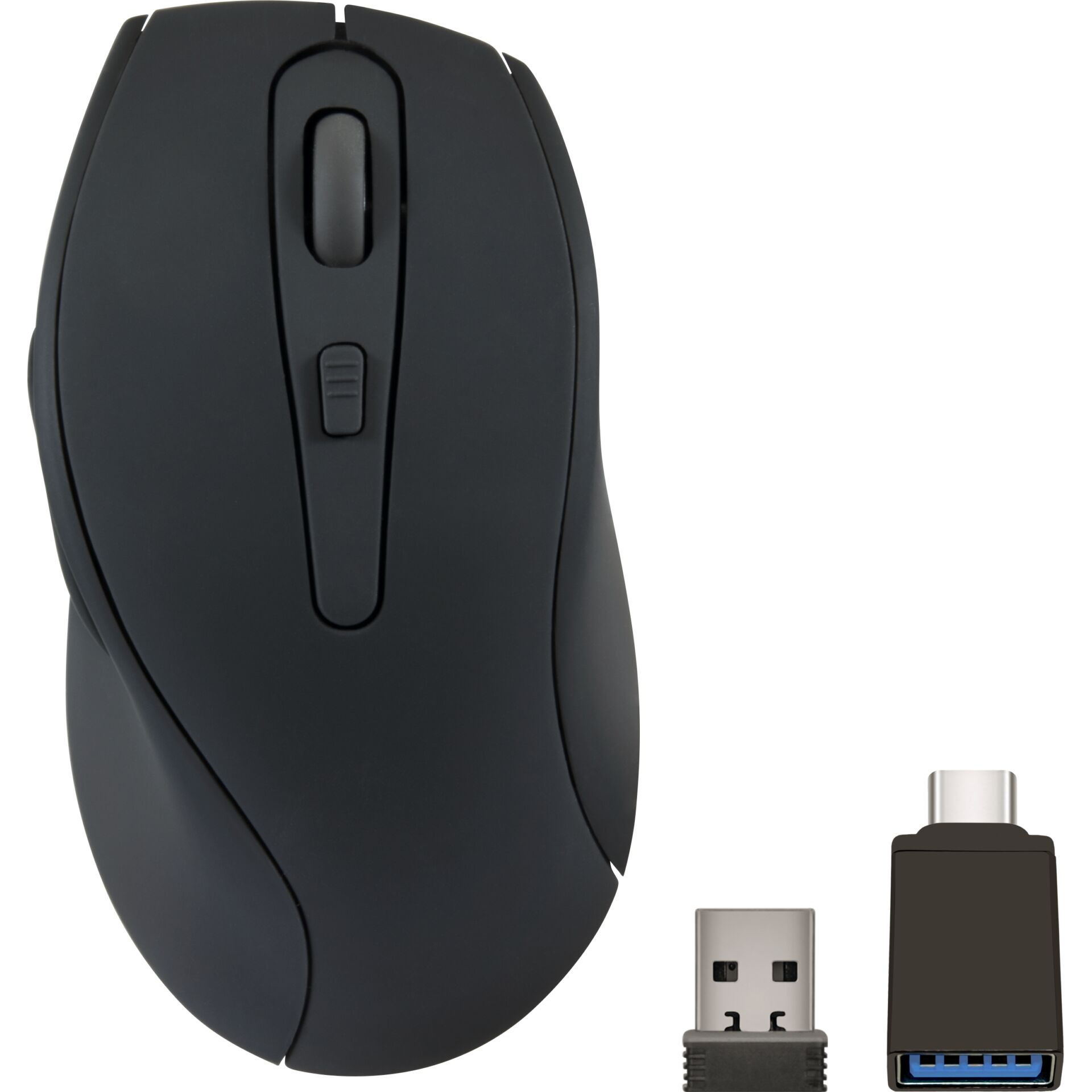 computer-mouse, drahtlose-maus, USB-C-adapter, schwarz, ergonomisch