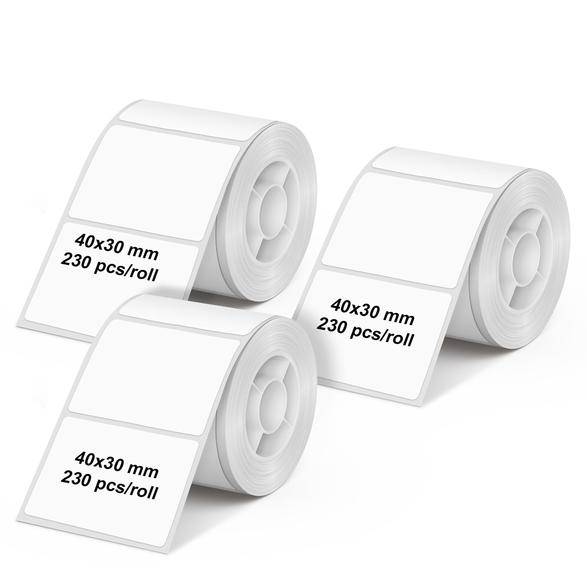 Selbstklebende Etiketten, Etikettenrolle, 40x30 mm, weiße Etiketten, 230 Stk./Rolle