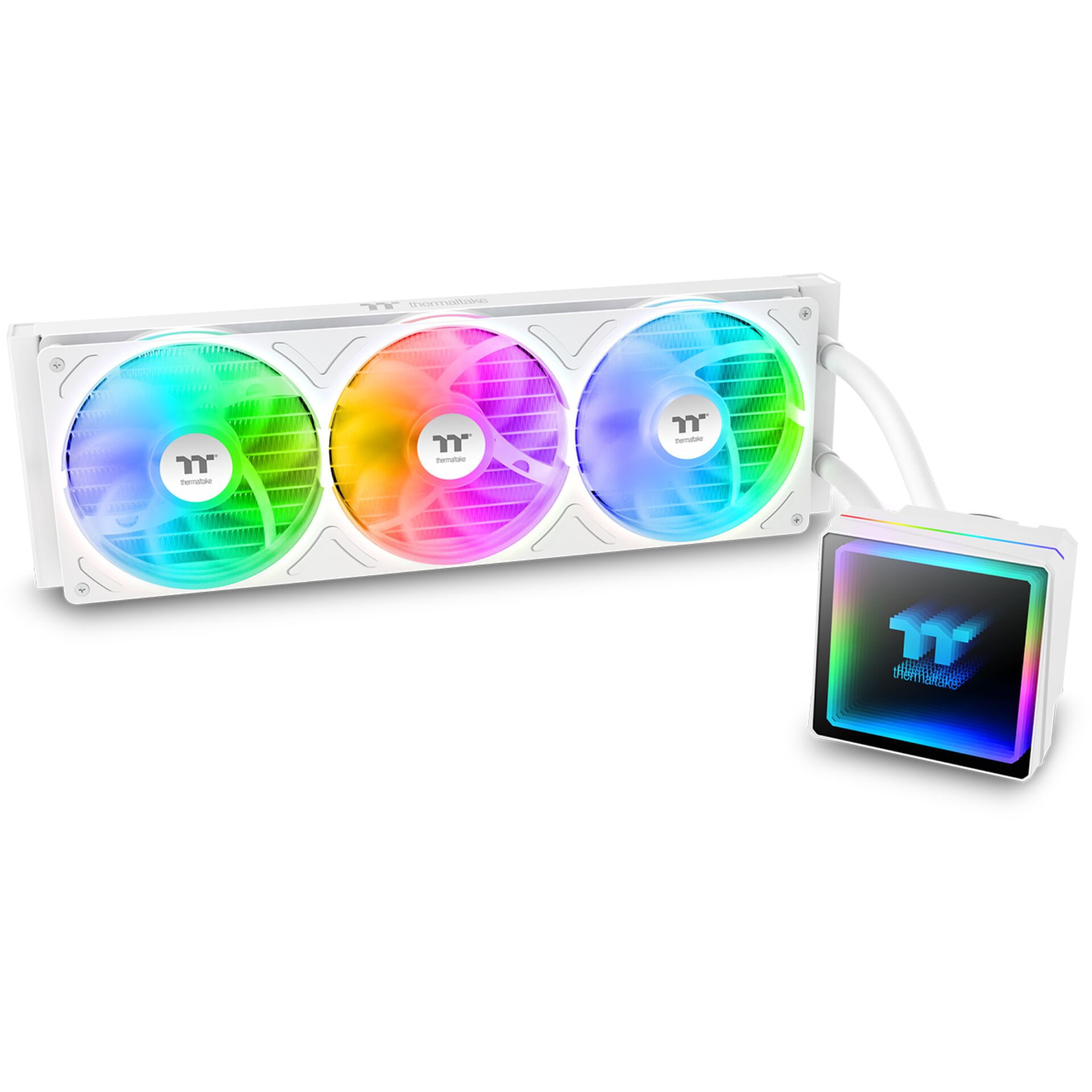 CPU-Kühler, RGB-Lüfter, Wasserkühlung, Dreifach-Lüfter, transparente Blöcke