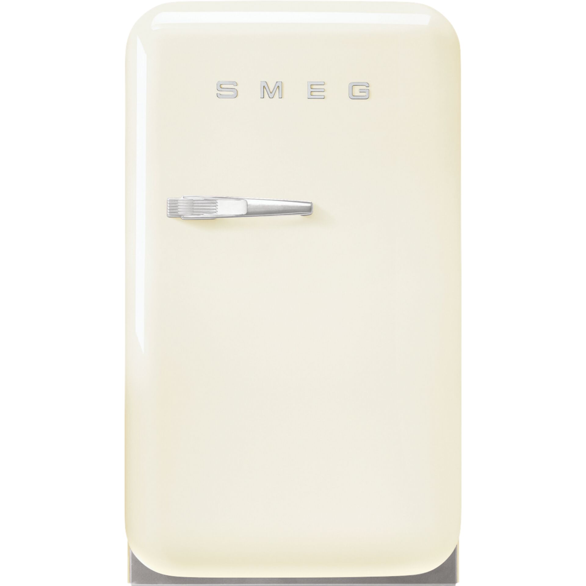 mini refrigerator, retro fridge, cremefarbig, metallgriff, SMEG-Gerät