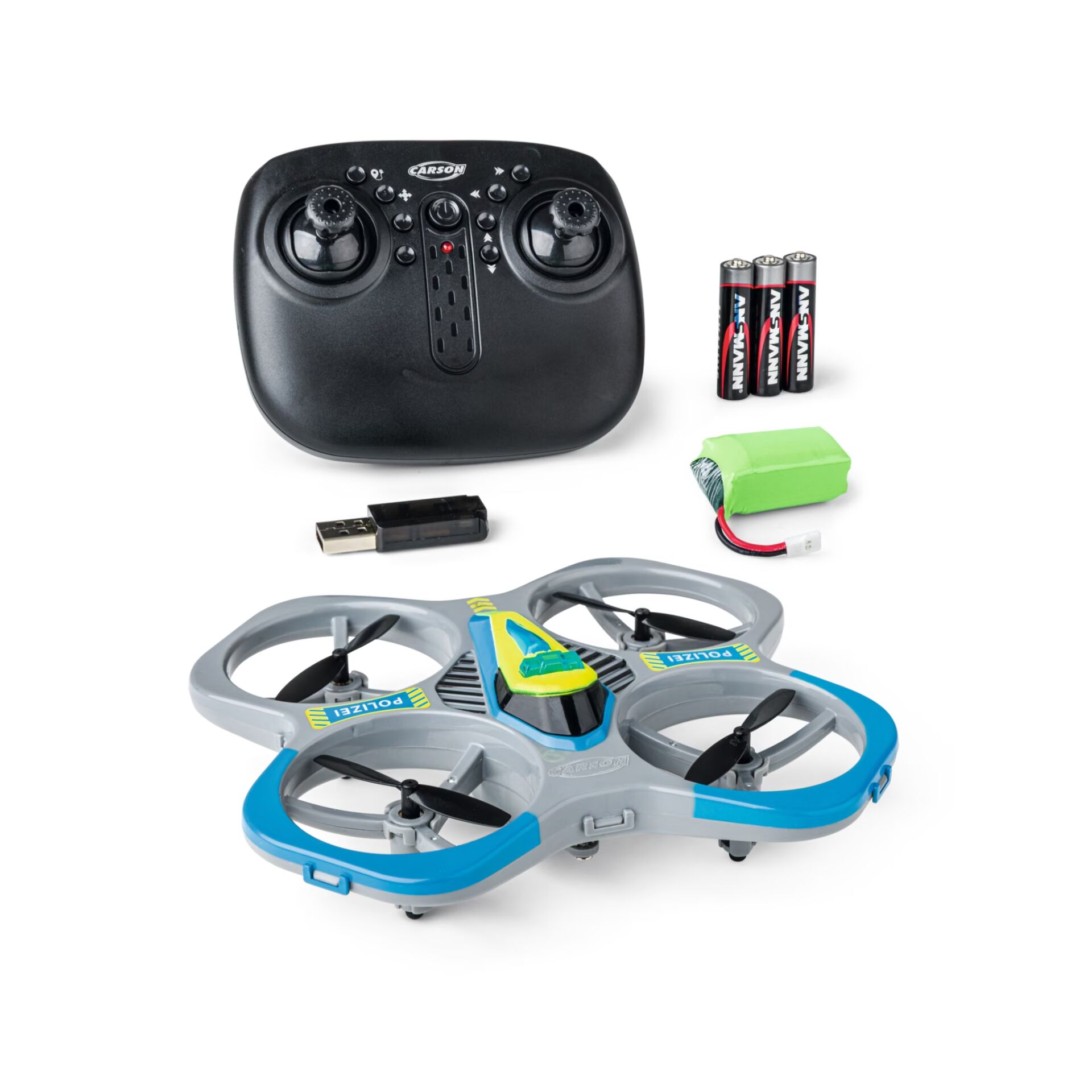 Quadcopter, Drone, Fernsteuerung, Wiederaufladbare Batterie, USB-Empfänger