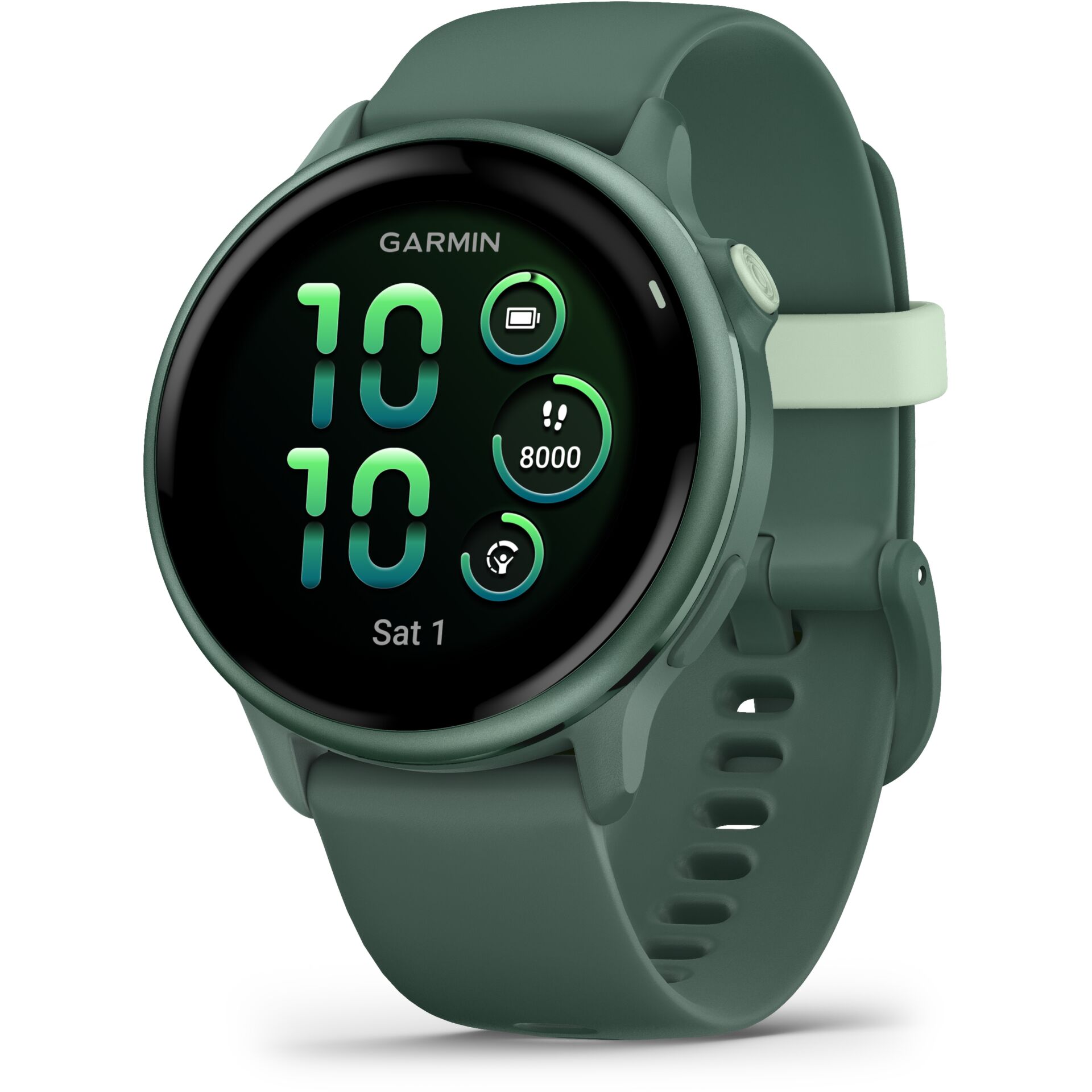 Smartwatch, Grün, Silikonband, runder Zifferblatt, GPS