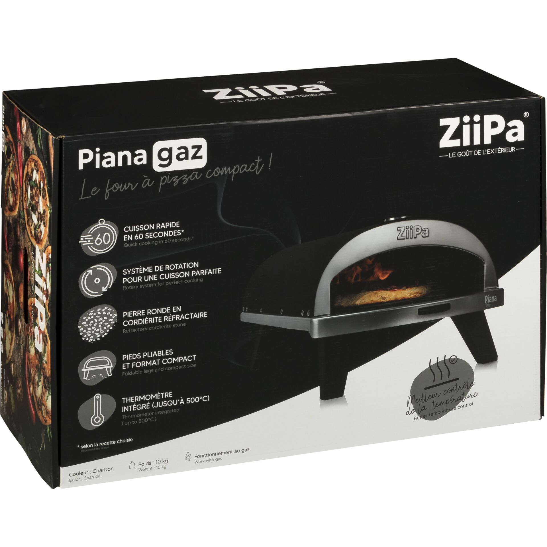 ZiiPa Piana Gas-Pizzaofen  Farbe Karbon