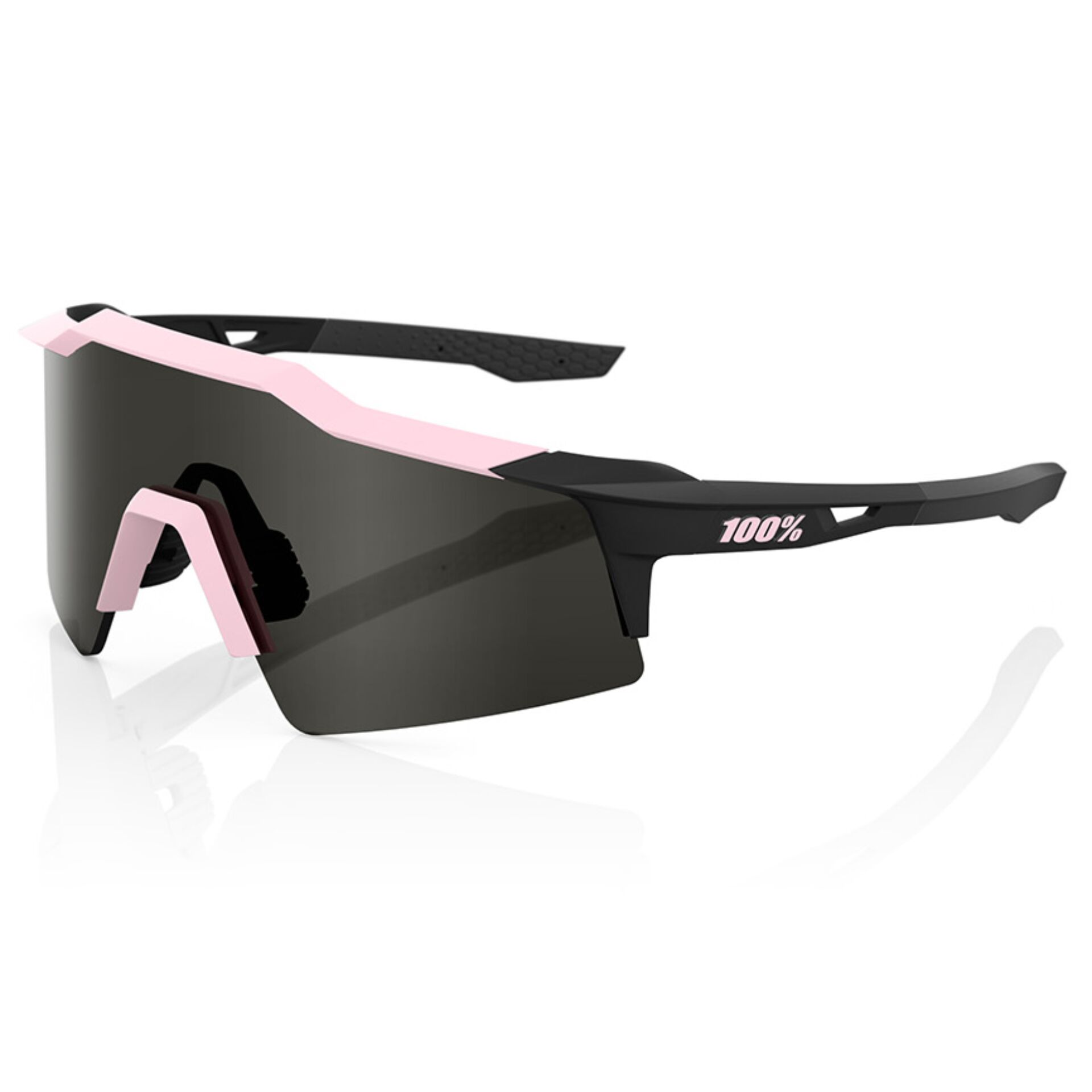 Sonnenbrille, Sportbrille, rosa Akzente, Polycarbonat, Schwarzer Rahmen