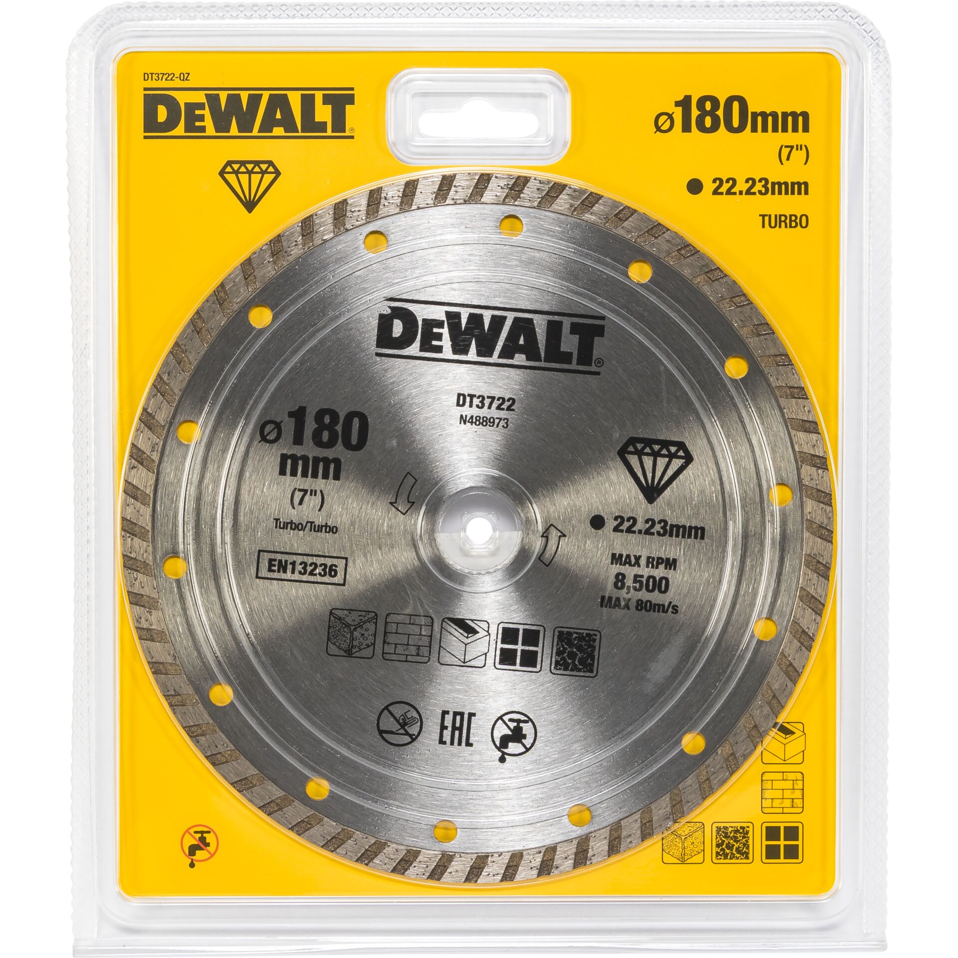 Diamant-Trennscheibe, Metall-Sense, 180mm, Turbo, DEWALT