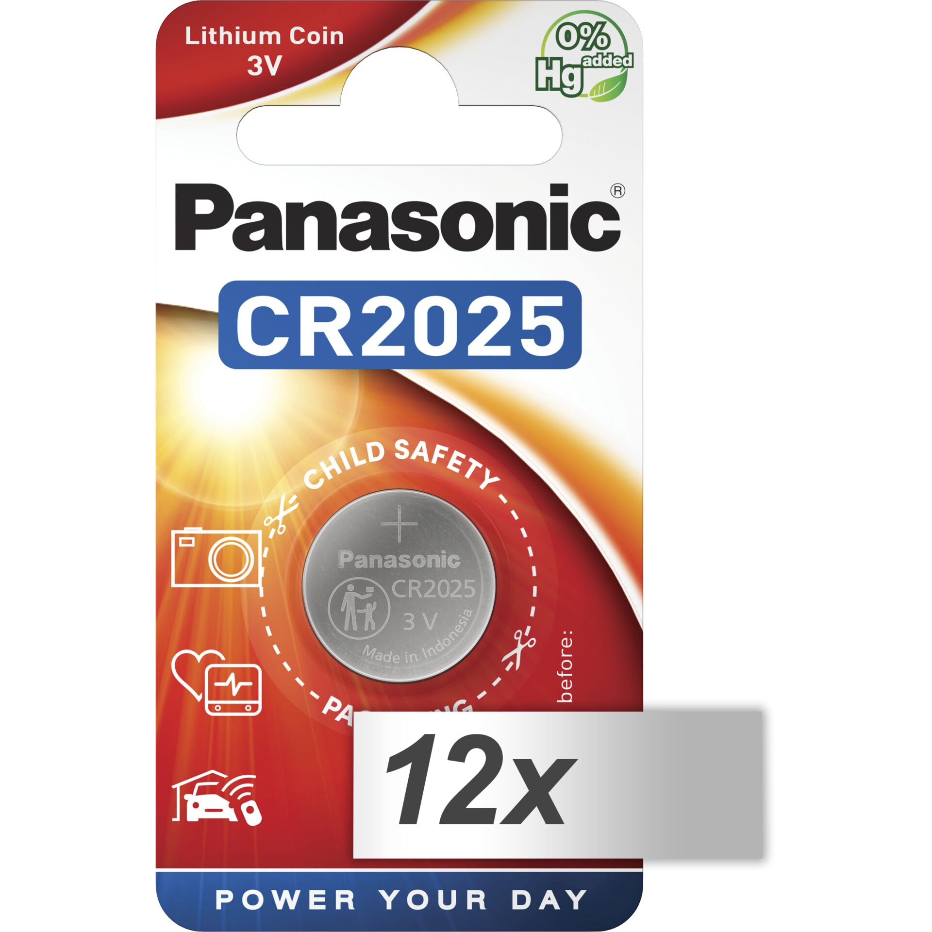 12x1 Panasonic CR 2025  Lithium Power    VPE Innenkarton
