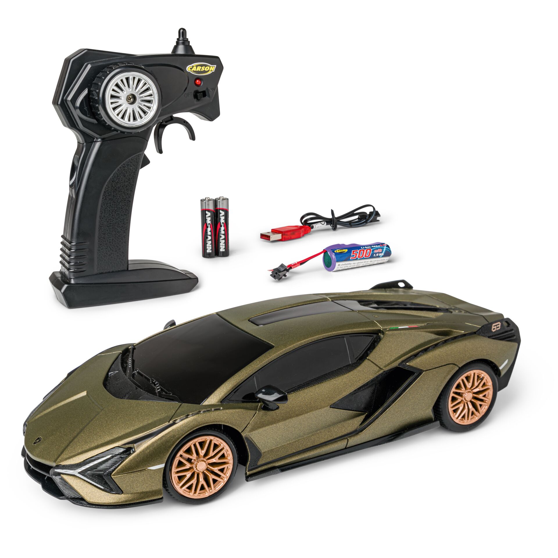 RC-Car, Ferngesteuertes Auto, Metallisch, Gold, Batterien enthalten