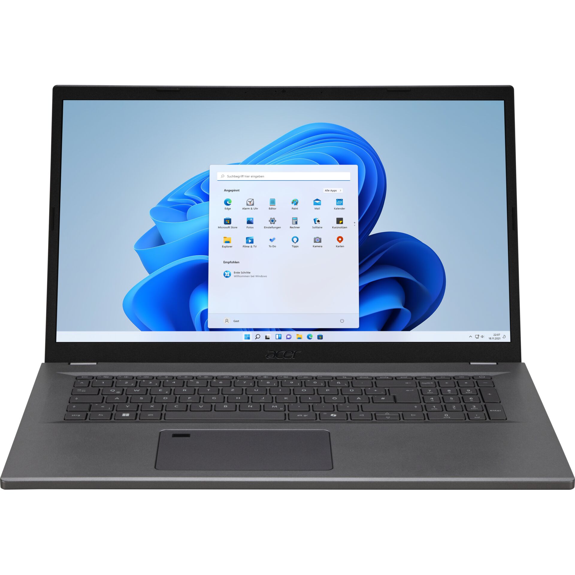 Laptop, Windows, 13.3 Zoll, Silber/Grau, Tastatur