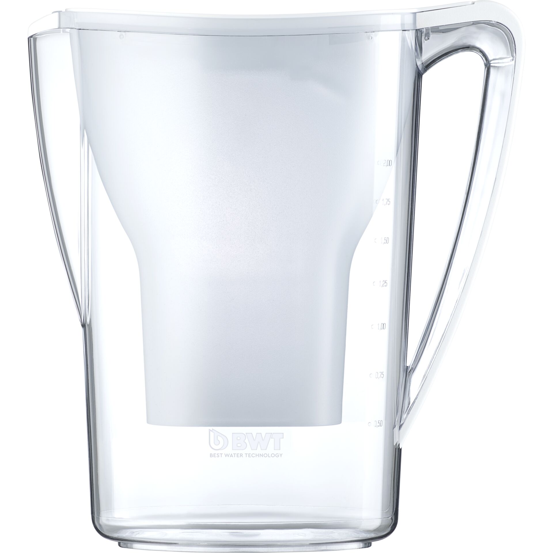 Karaffe, Wasser, Glas, Messskala, BWT-Karaffe, Kaffeedose, Wasserfilter, Glasbehälter, Messskala, BWT-Logo