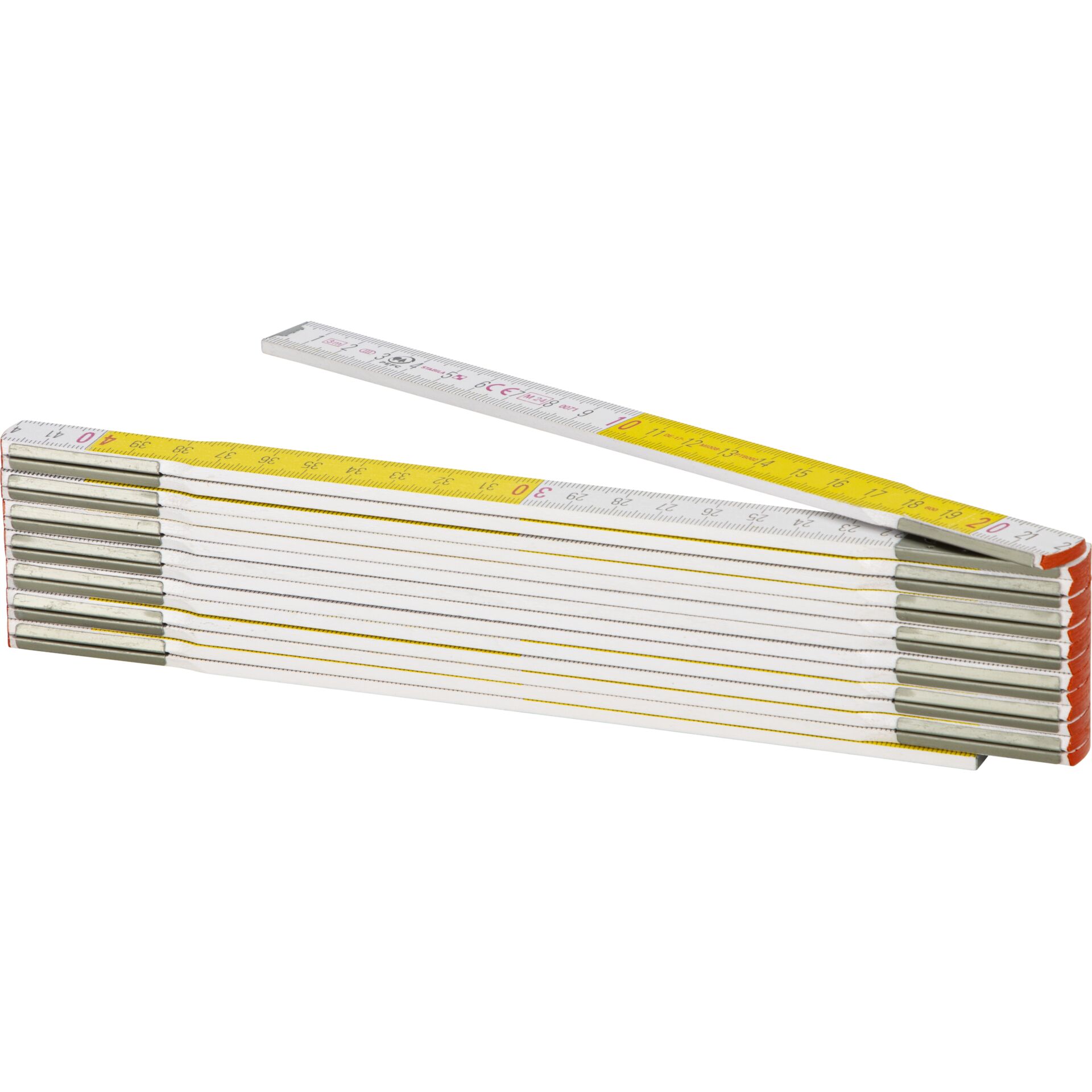 Linealer, Messlatte, Faltlineal, Metallkanten, gelbe Skala