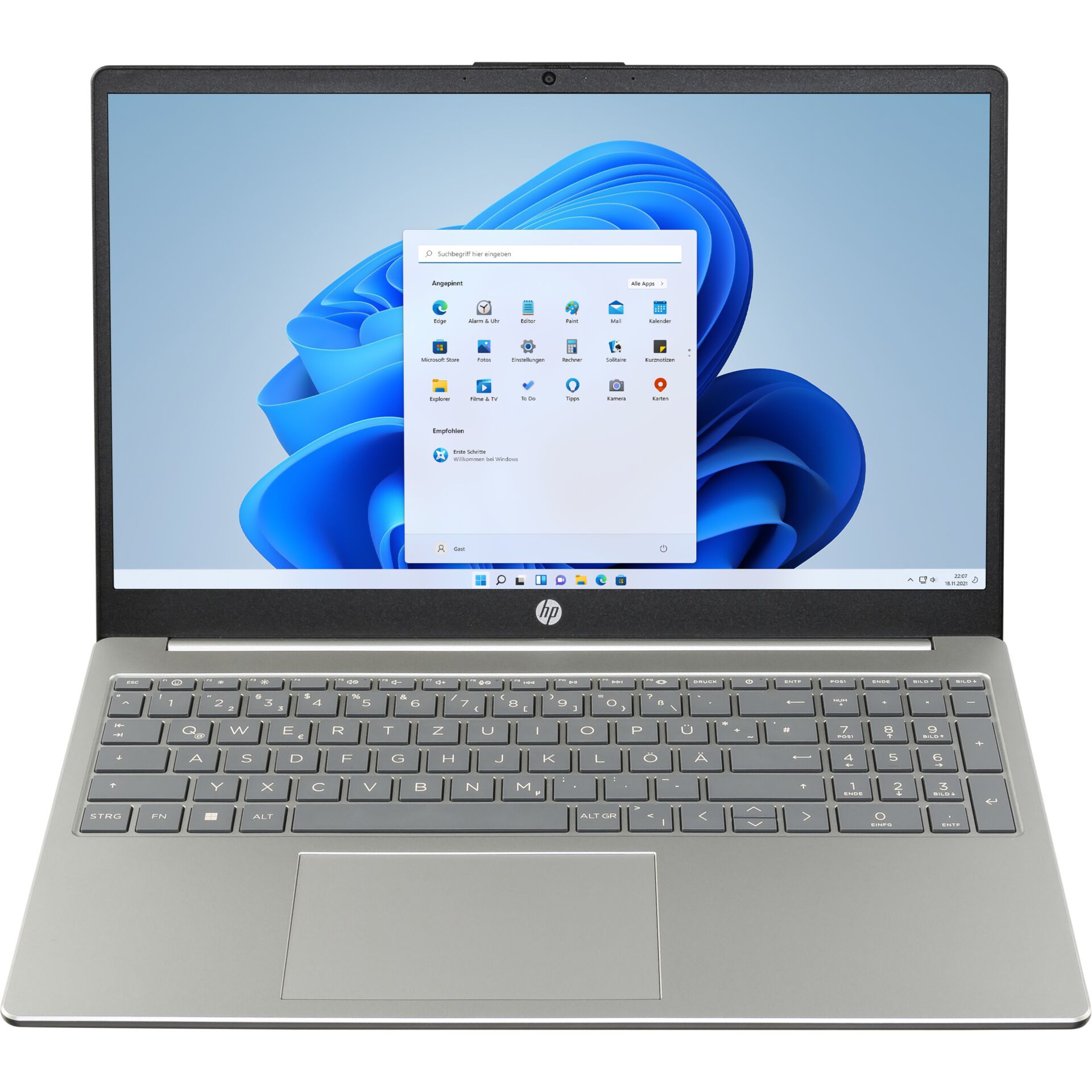 laptop, HP, silber, Tastatur, 14-Zoll